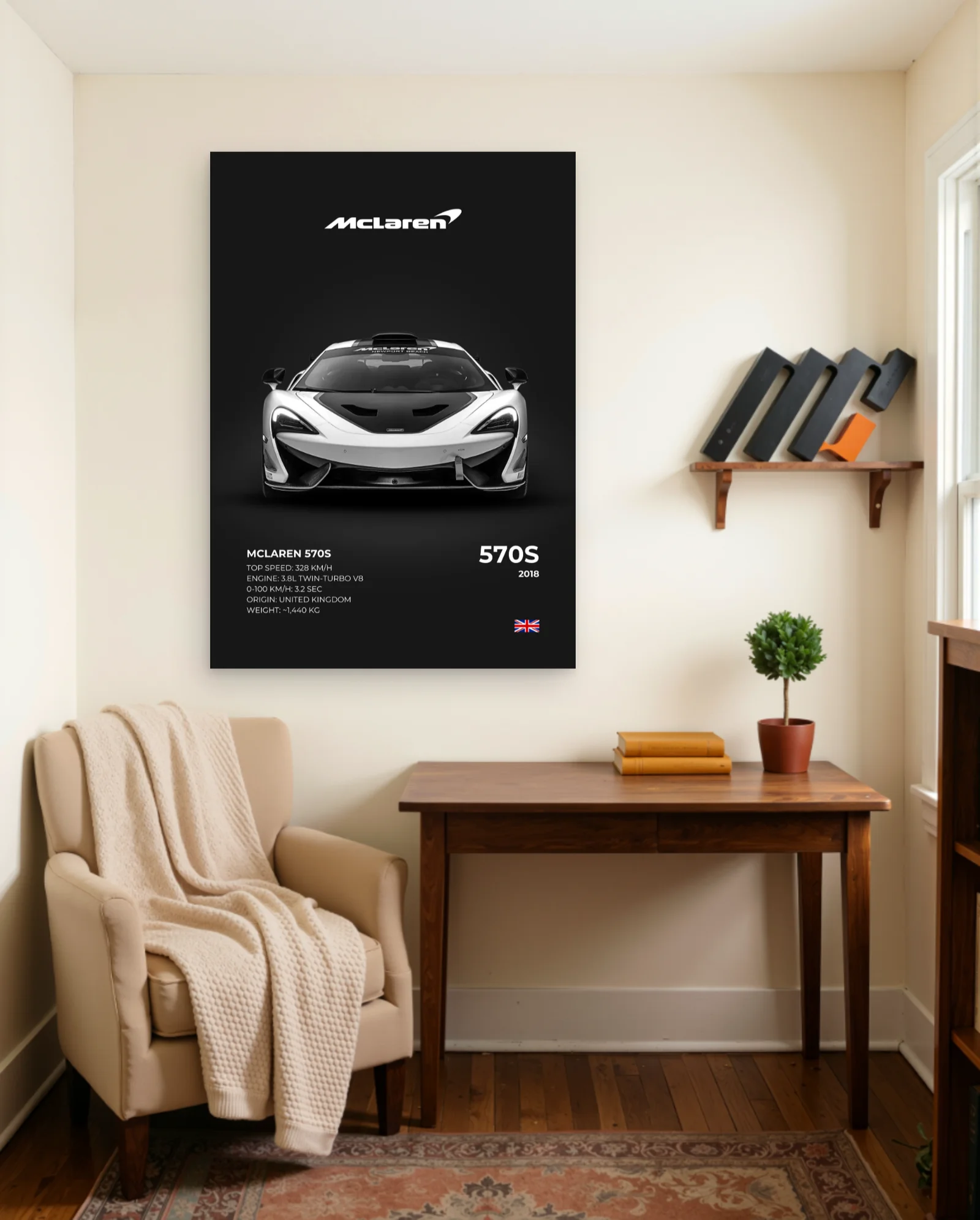 McLaren 570S 2018 Poster — framed wall art poster by Memocult