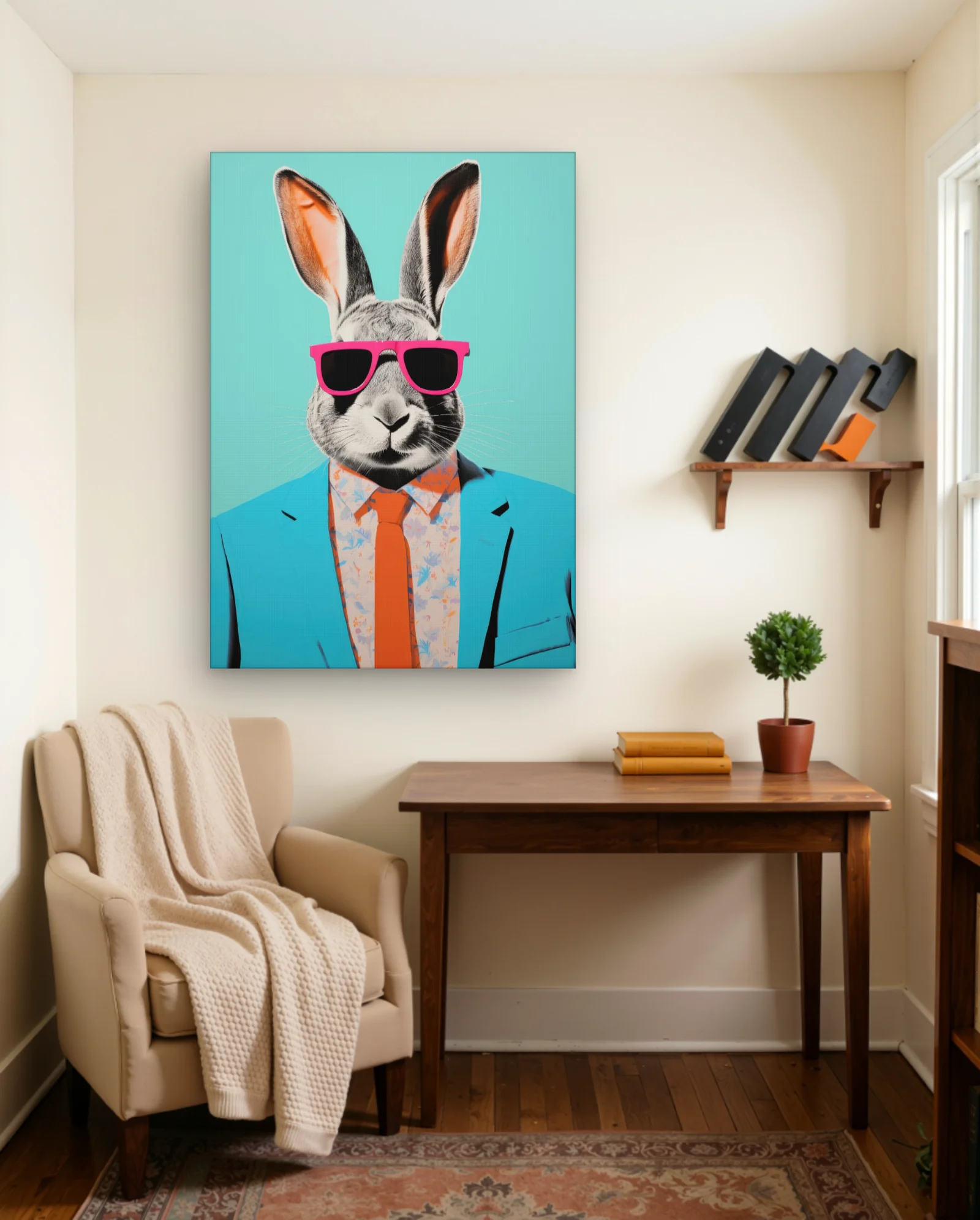 Dapper Bunny With Sunglasses Wall Art — Modern Digital Art abstract & modern wall art poster