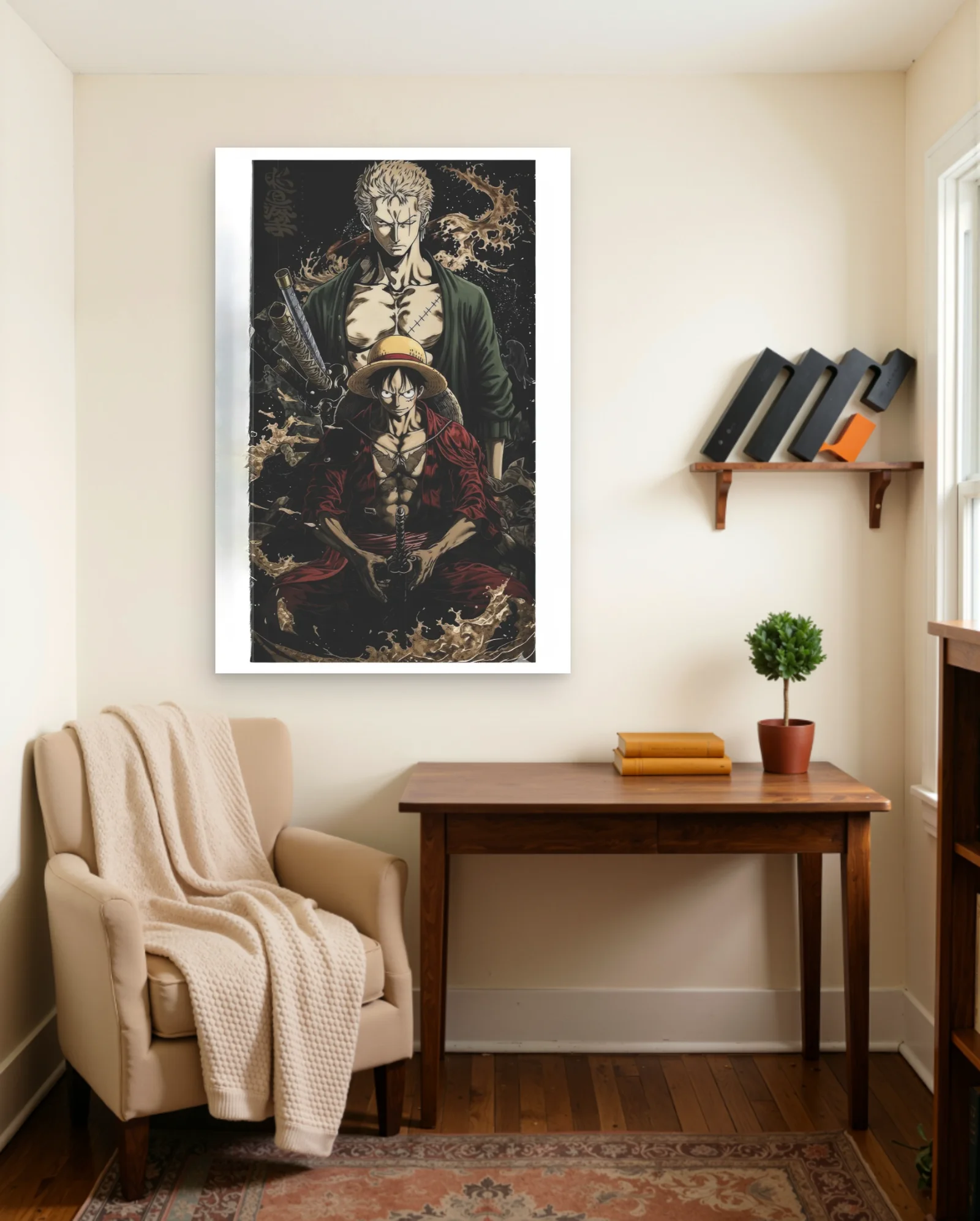 Luffy And Zoro Poster — framed wall art poster by Memocult
