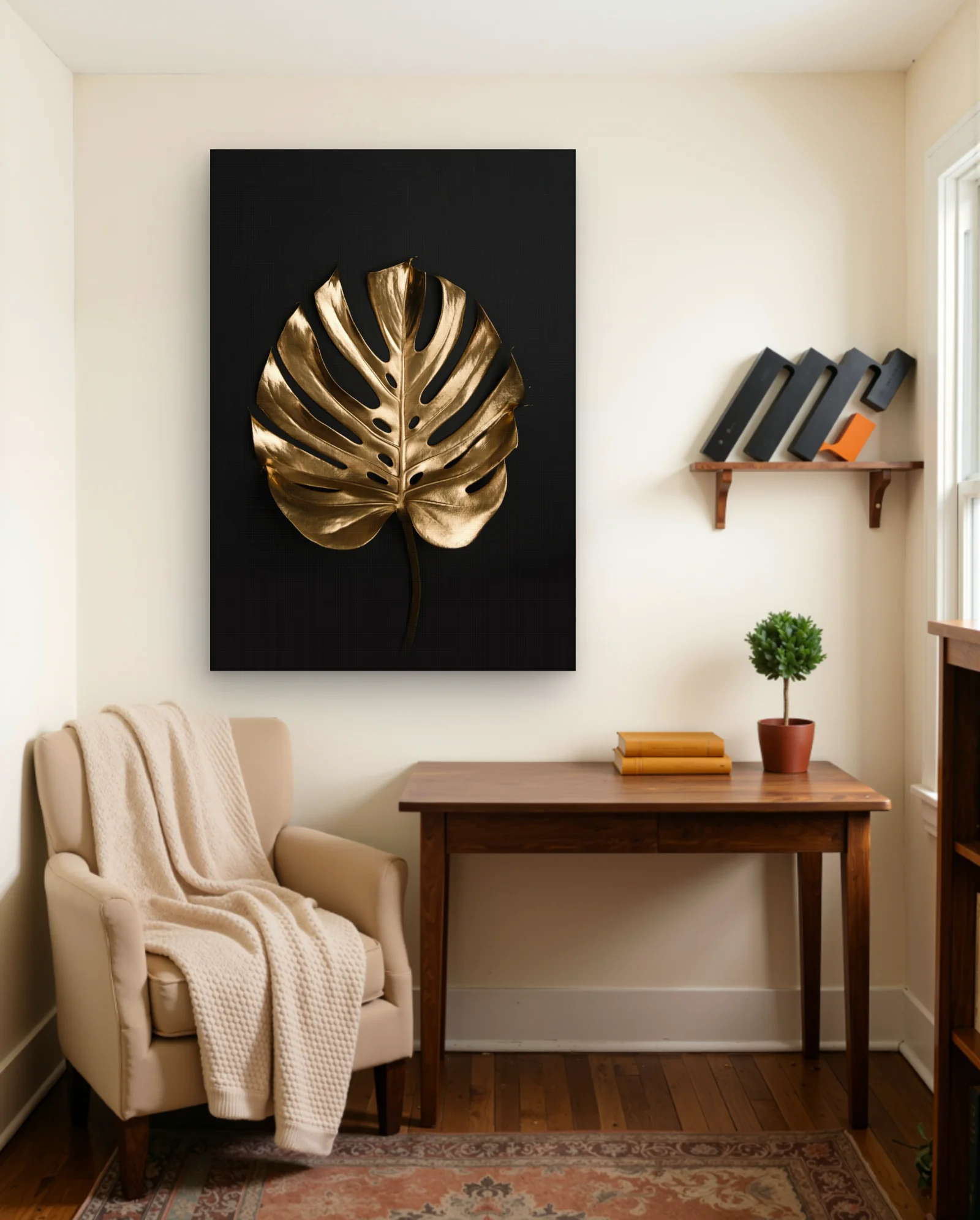 Gold Monstera Leaf Wall Art — Modern Digital Art abstract & modern wall art poster