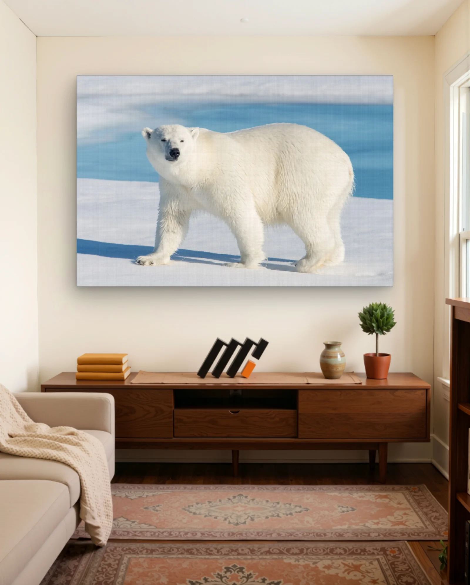 Polar Bear Walking Left Wall Art — framed wall art poster by Memocult