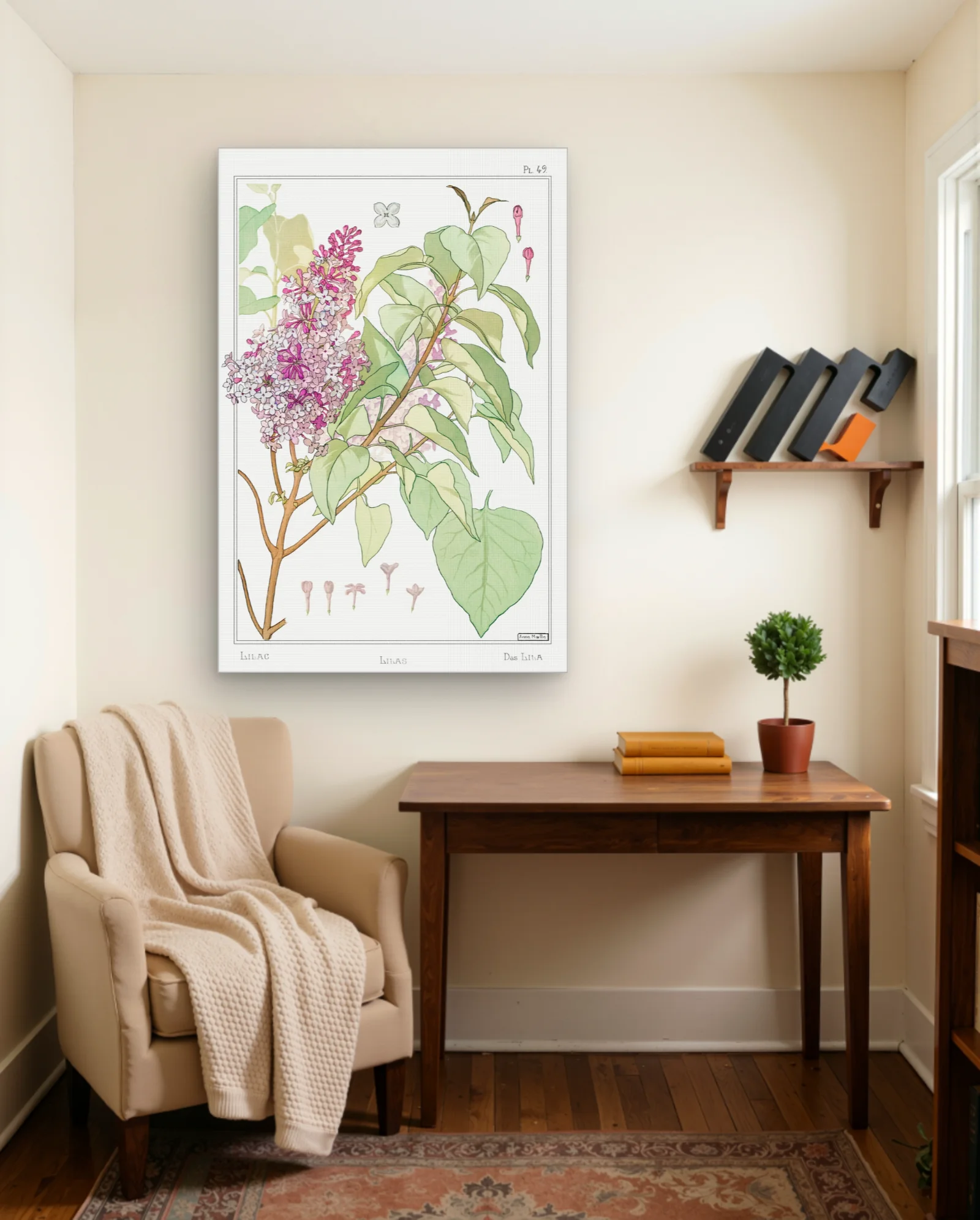 Lilac Botanical Illustration Art Print — framed wall art poster by Memocult