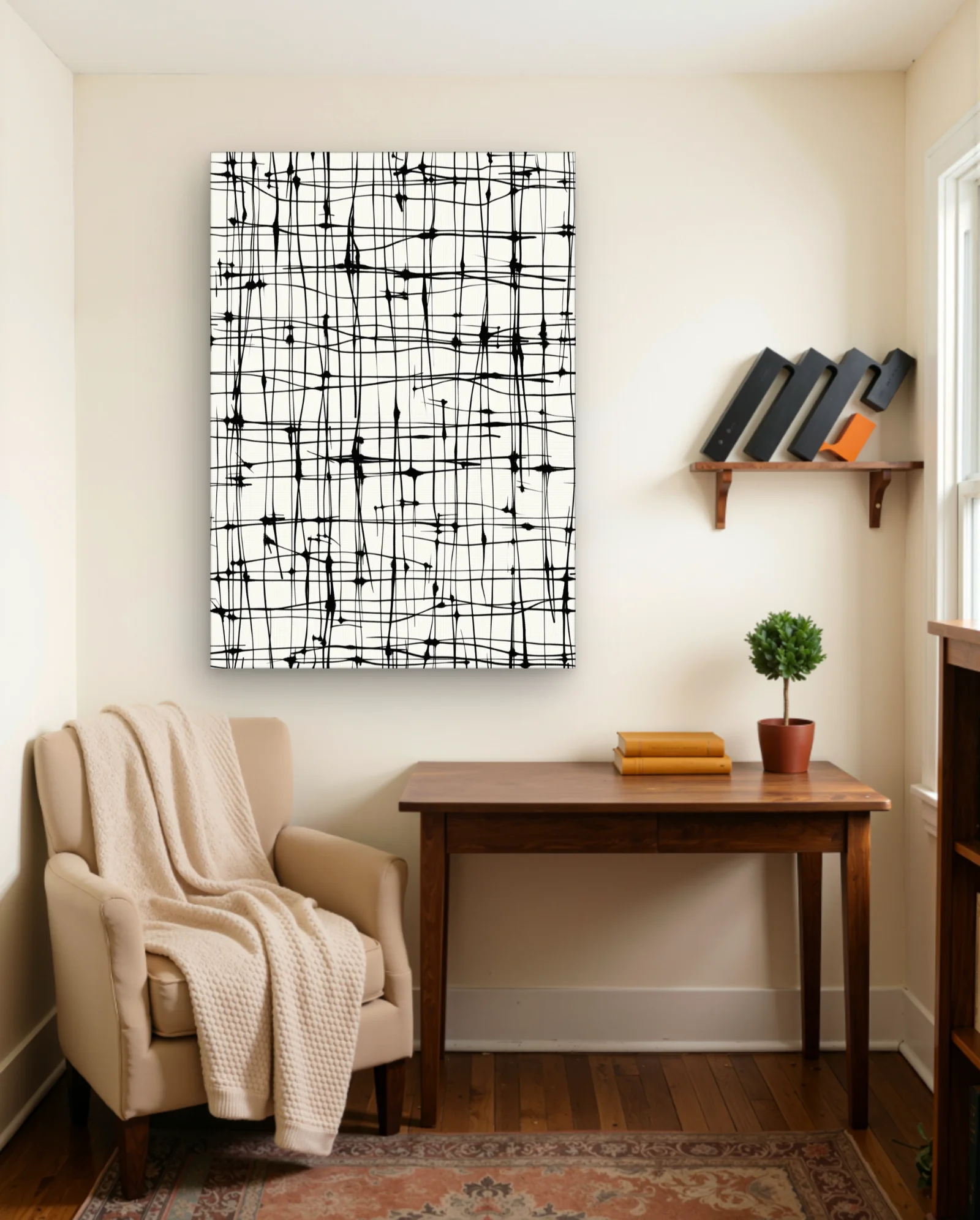 Black Ink Distorted Grid Wall Art — framed wall art poster by Memocult