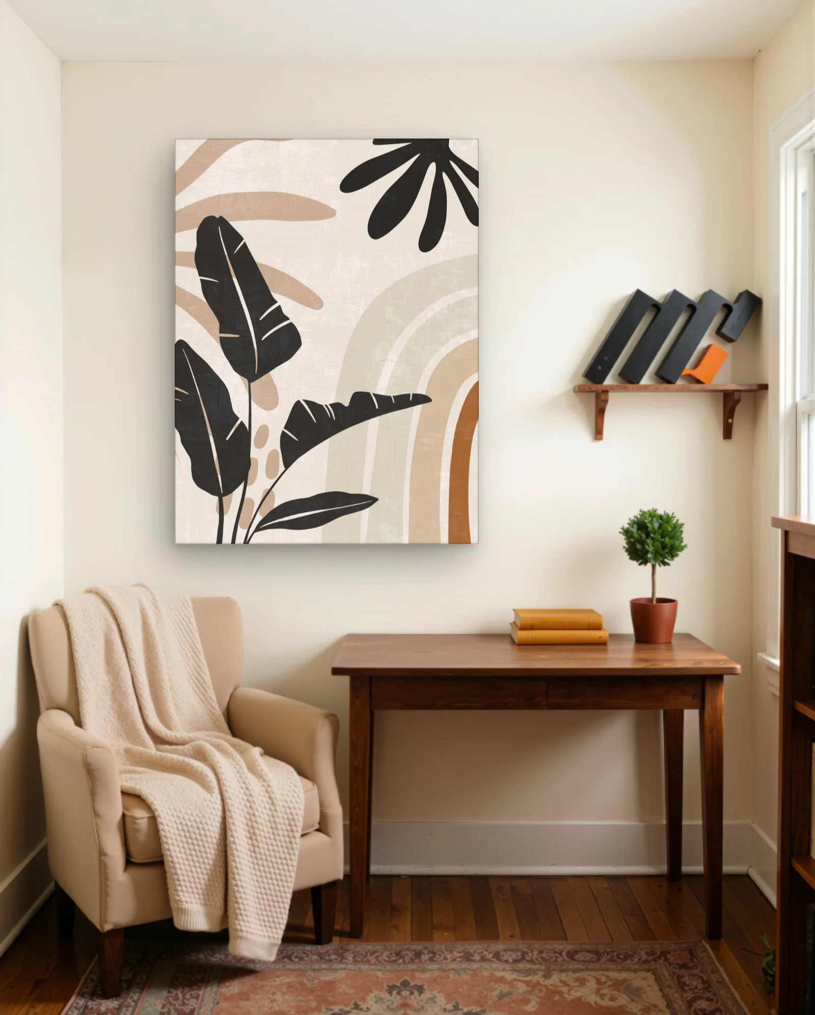 Black Banana Leaves Rainbow Arch Wall Art — Abstract abstract & modern wall art poster