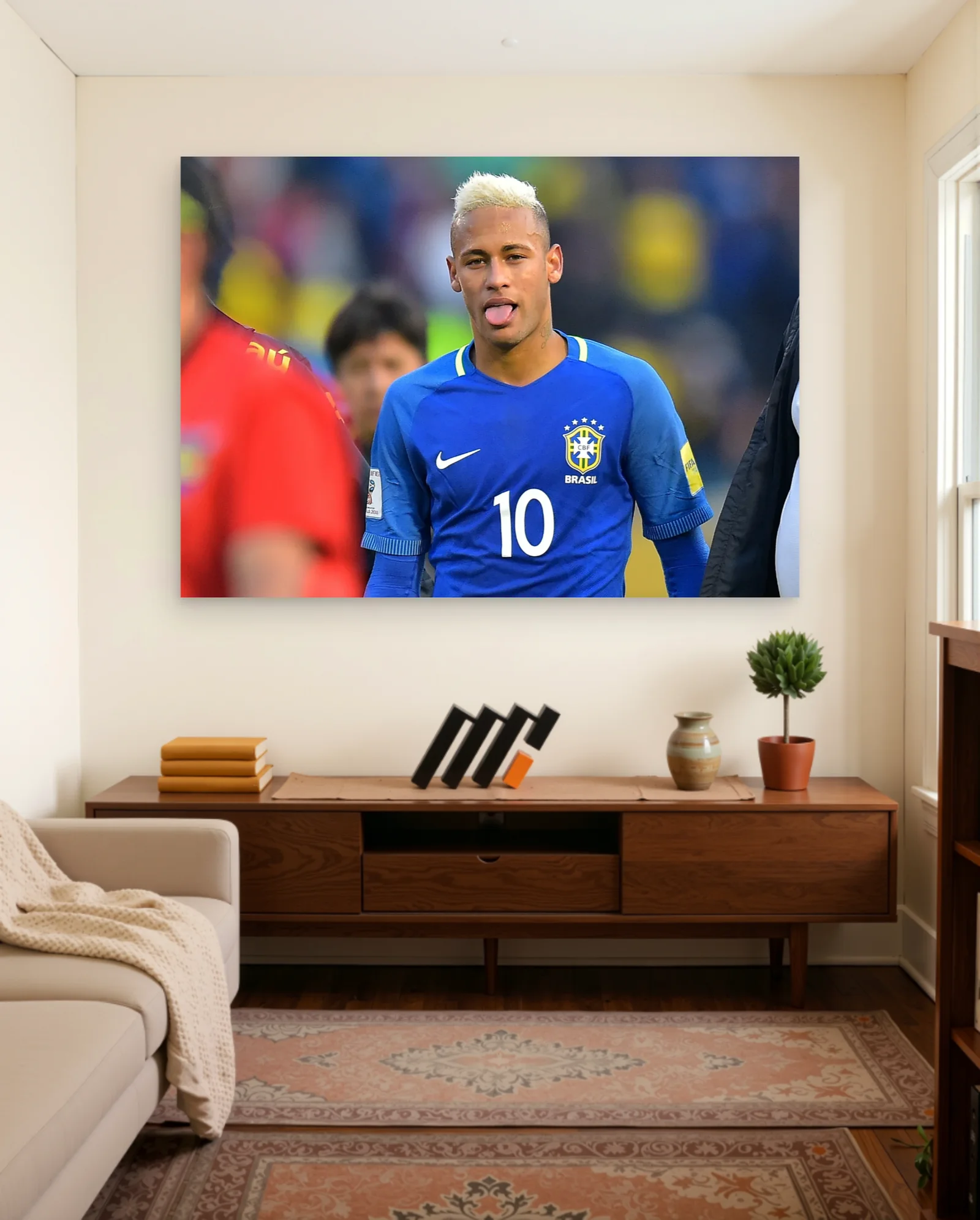 Neymar Brazil Jersey Tongue Out Poster — Football sports wall art poster