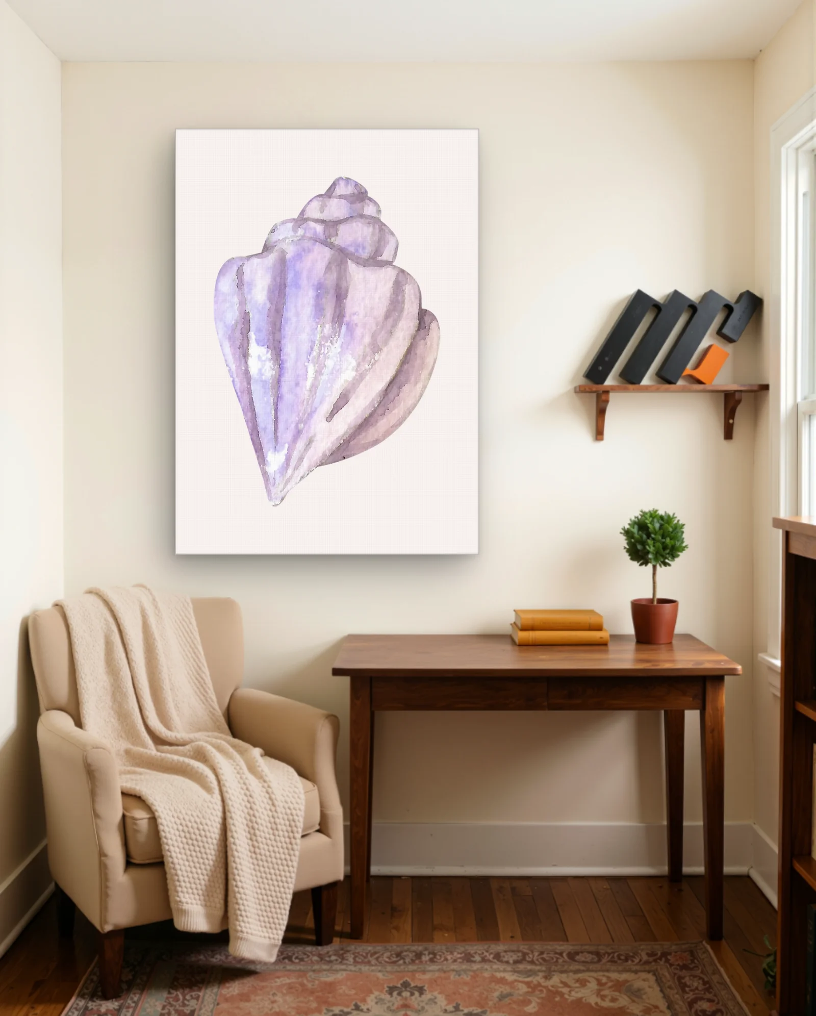 Lavender Seashell Wall Art — framed wall art poster by Memocult