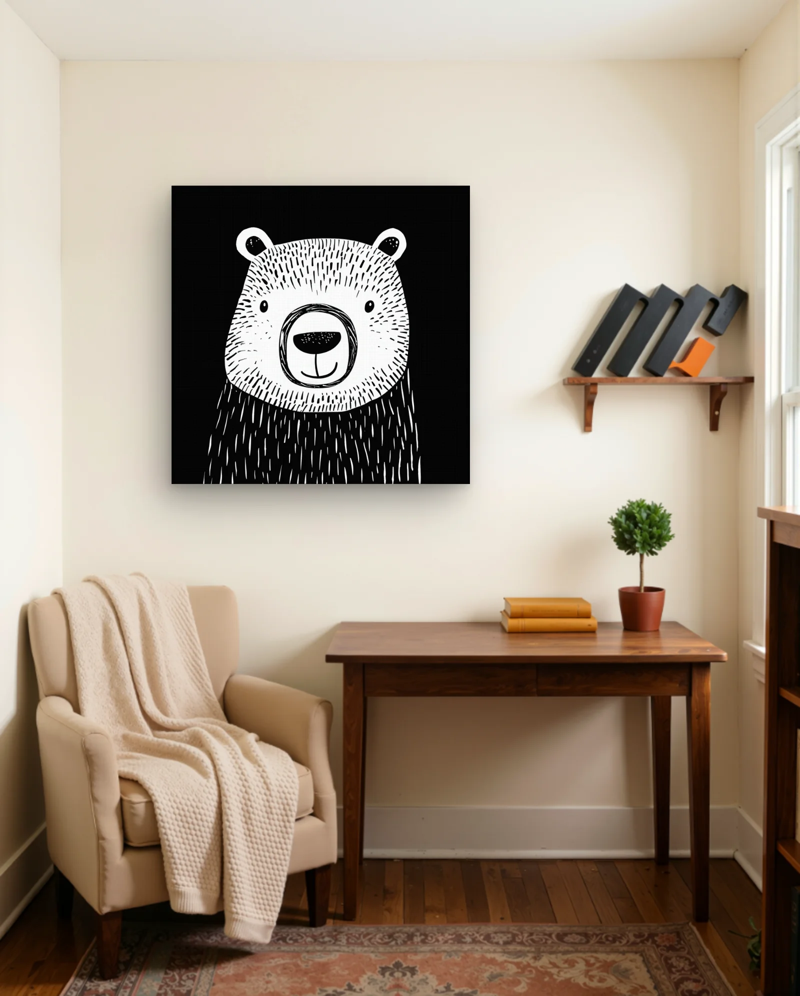 Bear Face Wall Art — framed wall art poster by Memocult