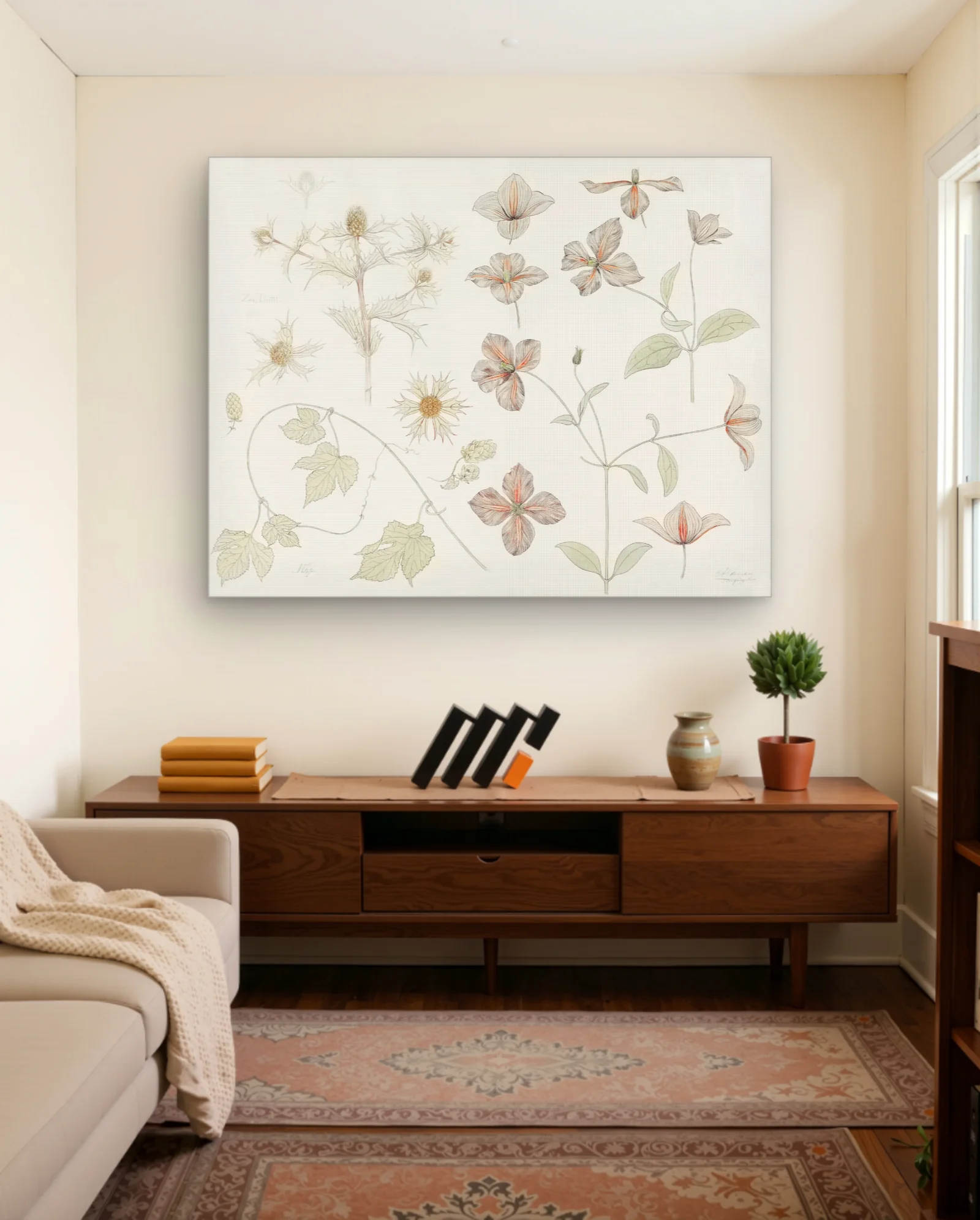 Sea Thistle Hop Clematis Botanical Art Print — Art Nouveau art nouveau & deco wall art poster