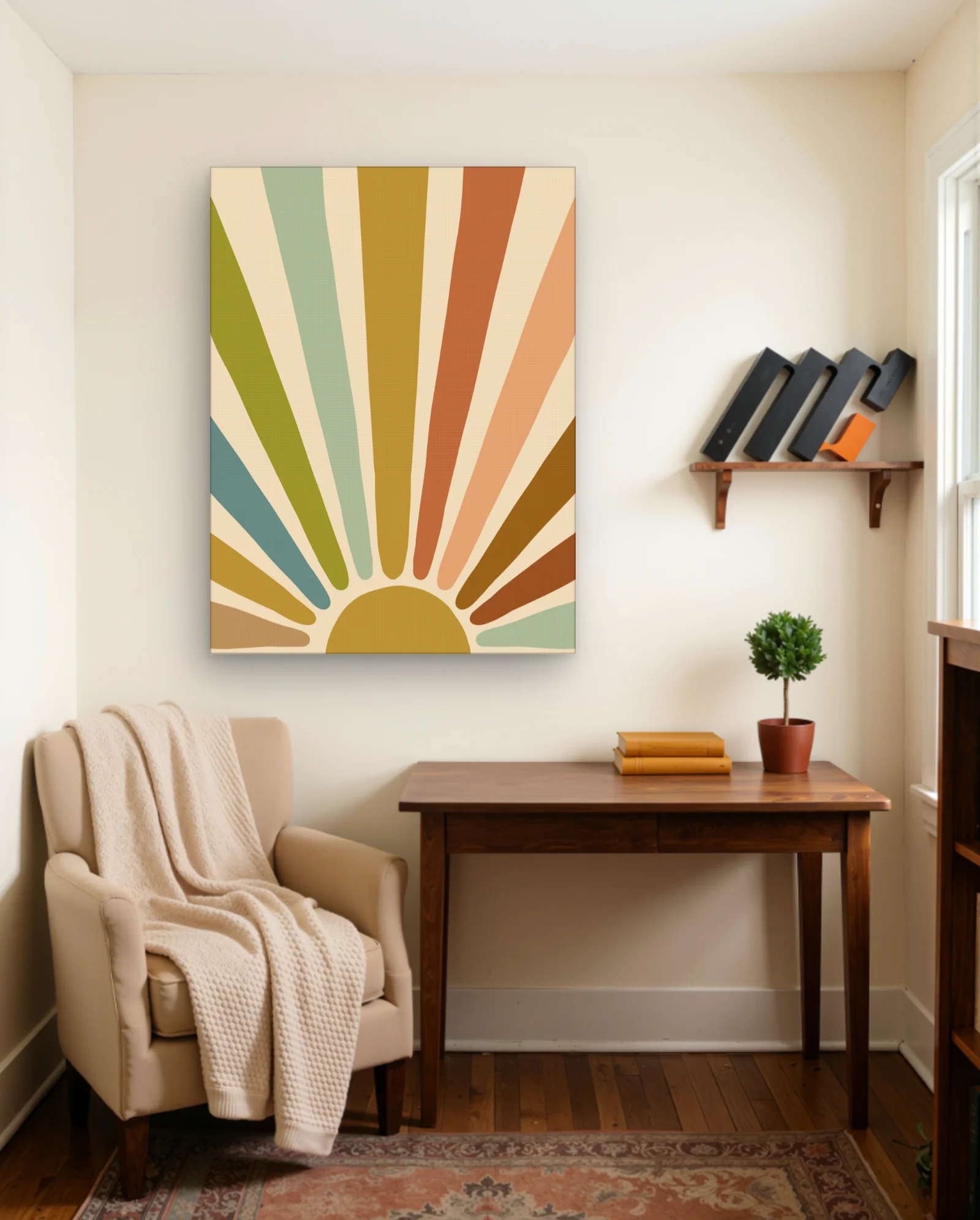 Earthtone Sunburst Rays Wall Art — Abstract abstract & modern wall art poster