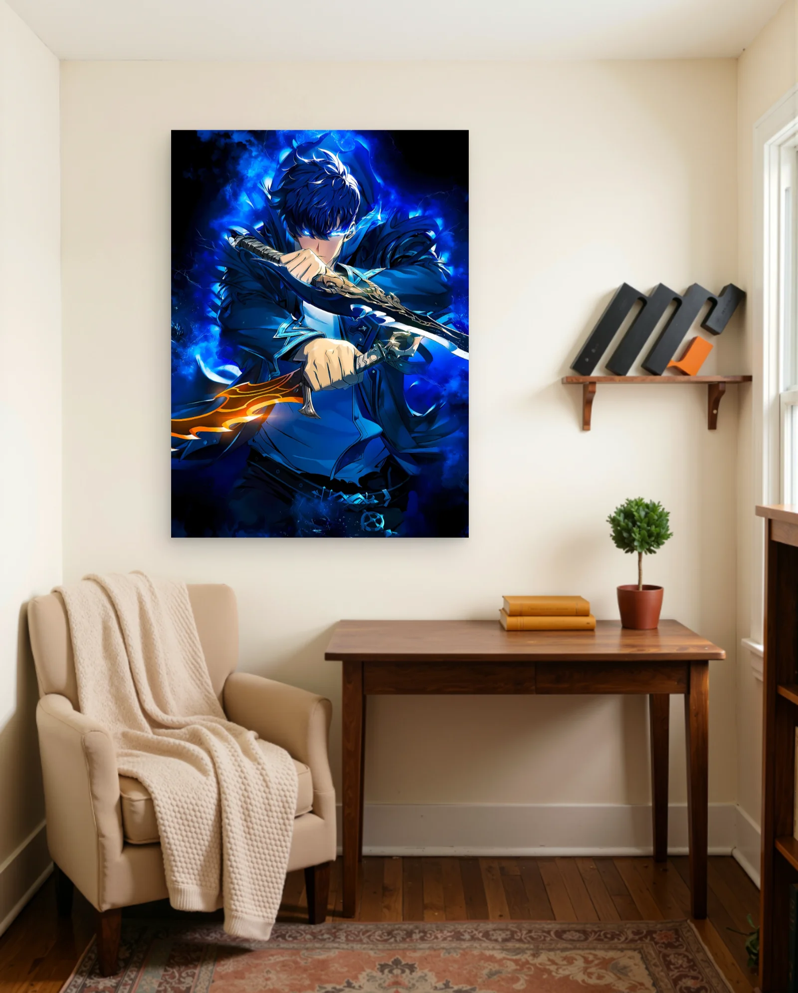 Solo Leveling Sung Jin Woo Poster — framed wall art poster by Memocult