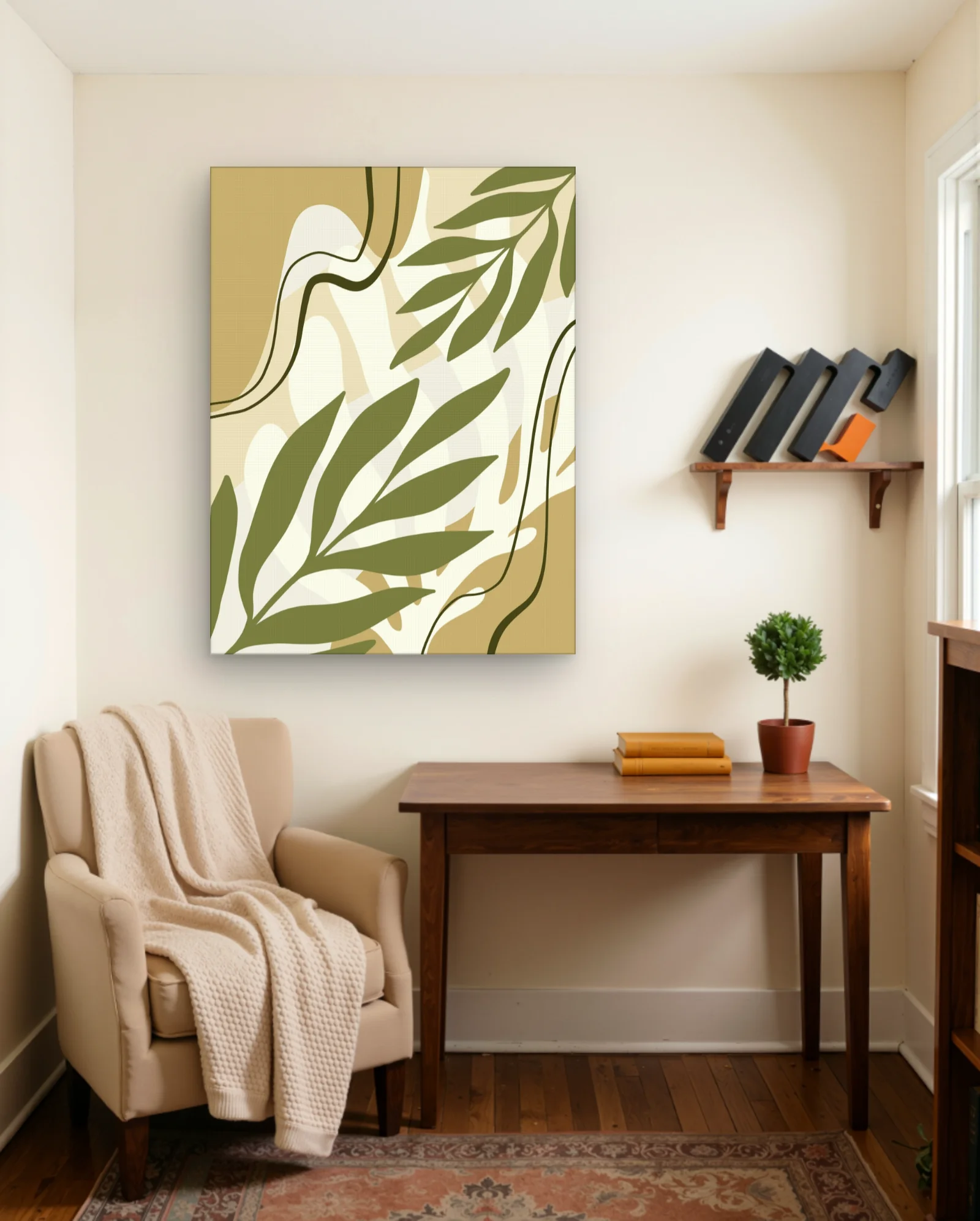 Green Leaves Abstract Shapes Wall Art — Abstract abstract & modern wall art poster