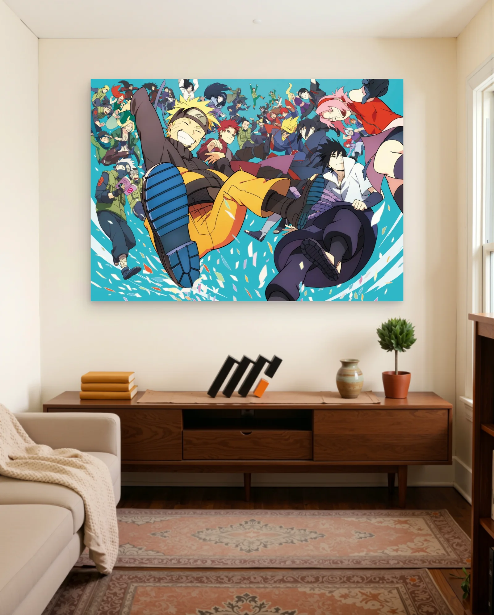 Naruto All Characters Celebration Poster — framed wall art poster by Memocult