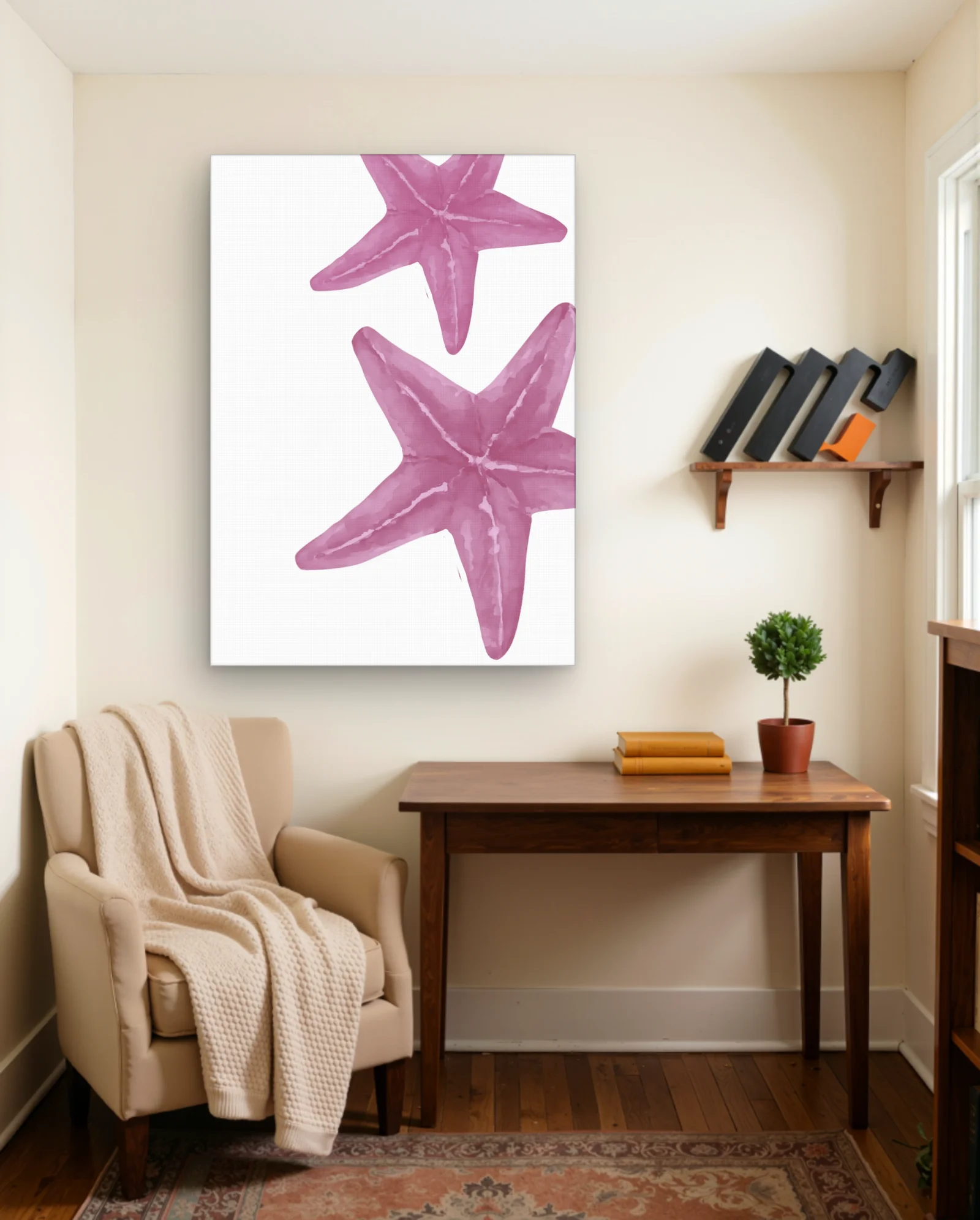 Pink Watercolor Starfish Wall Art — Abstract abstract & modern wall art poster