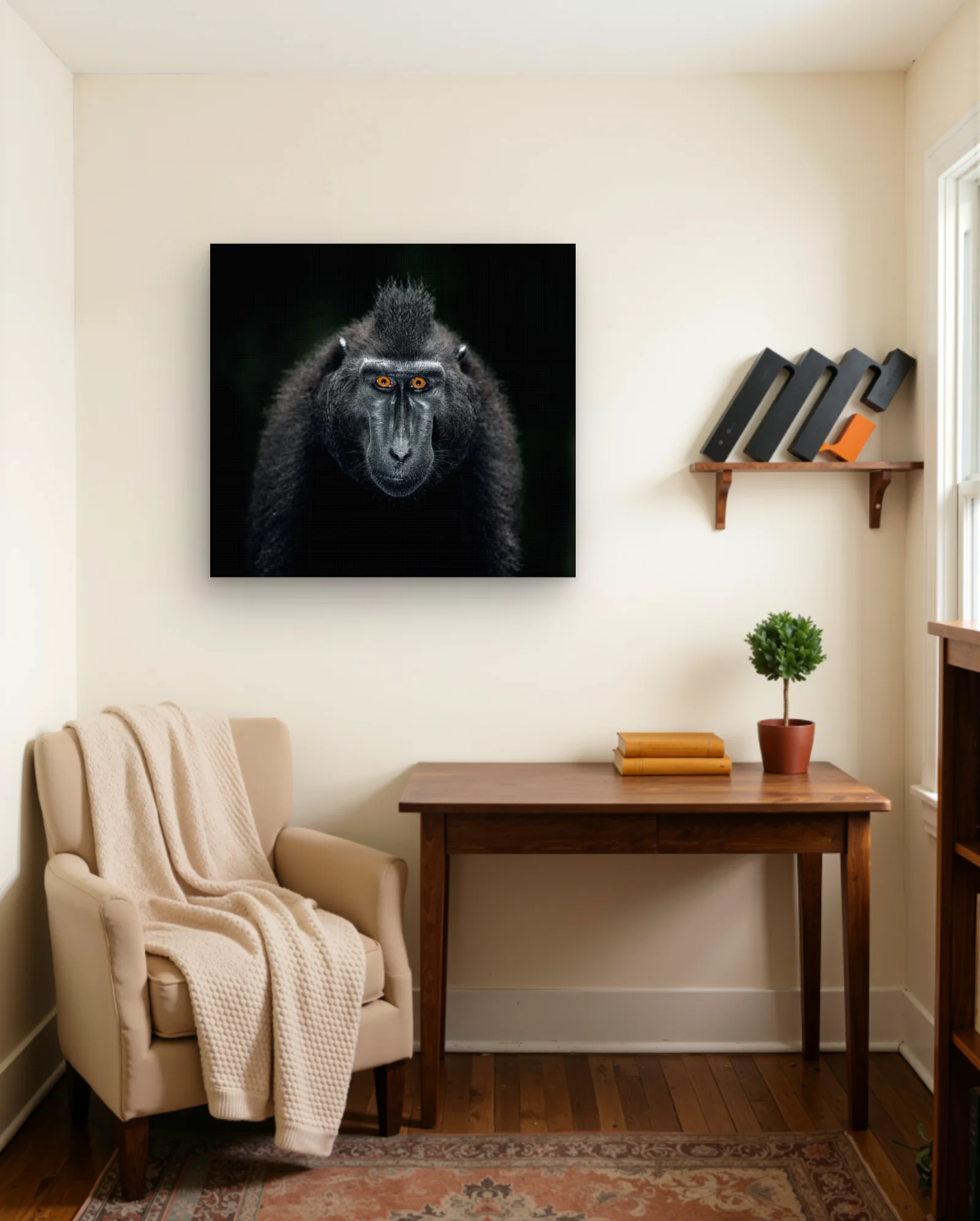 Celebes Crested Macaque Wall Art — framed wall art poster by Memocult