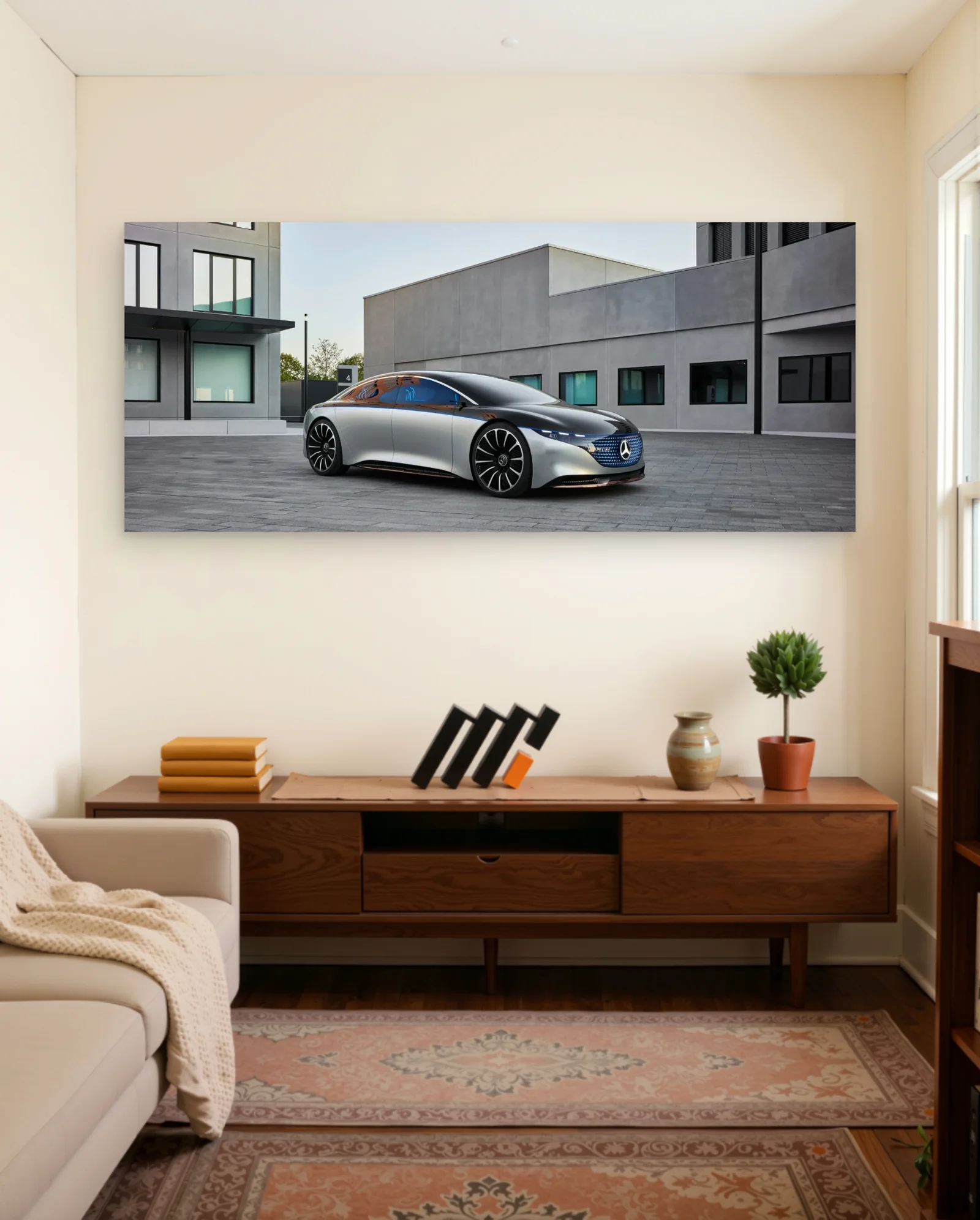 Mercedes-Benz EQS Concept Car Poster — framed wall art poster by Memocult