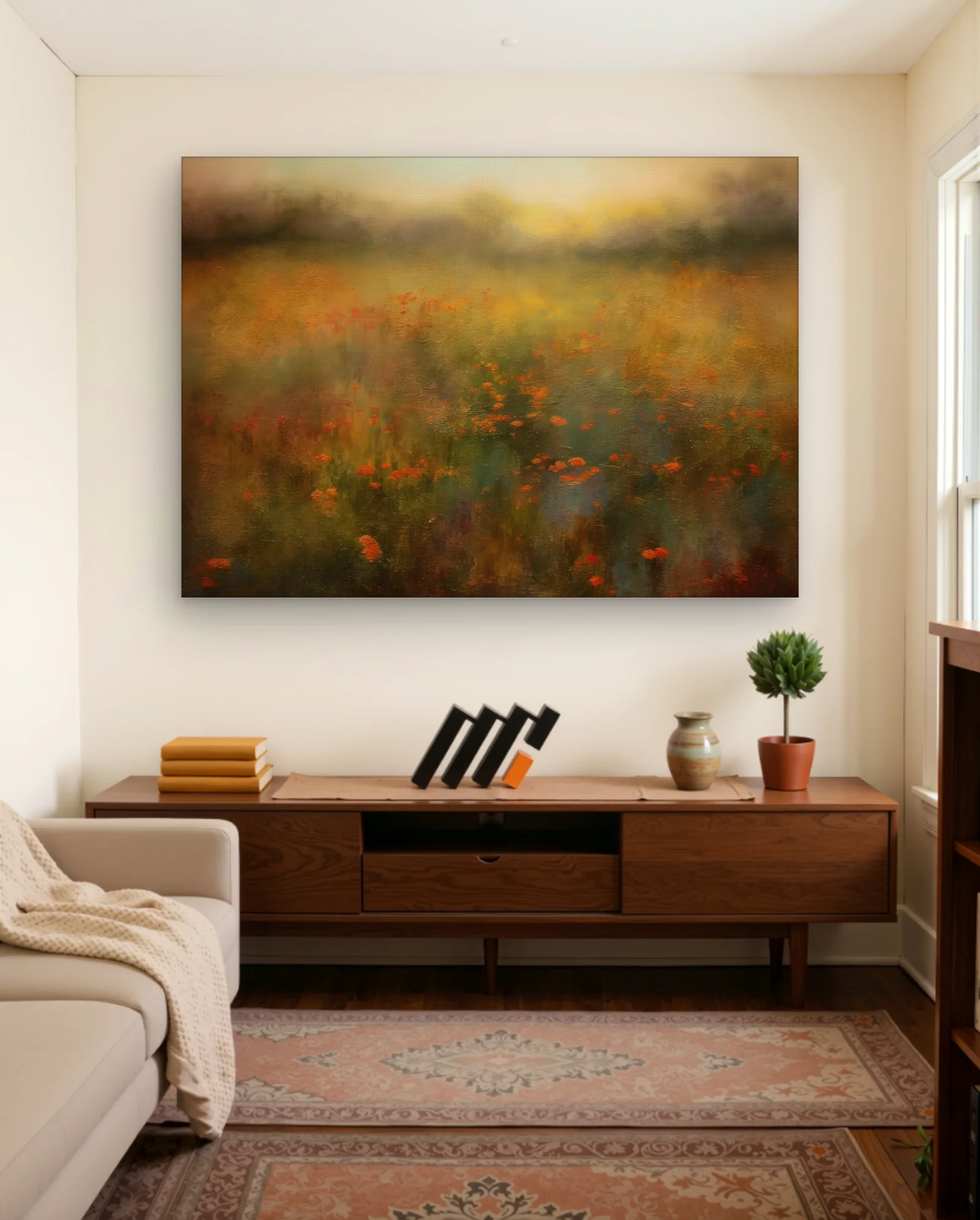 Red Poppies Field Impression Wall Art — Abstract abstract & modern wall art poster