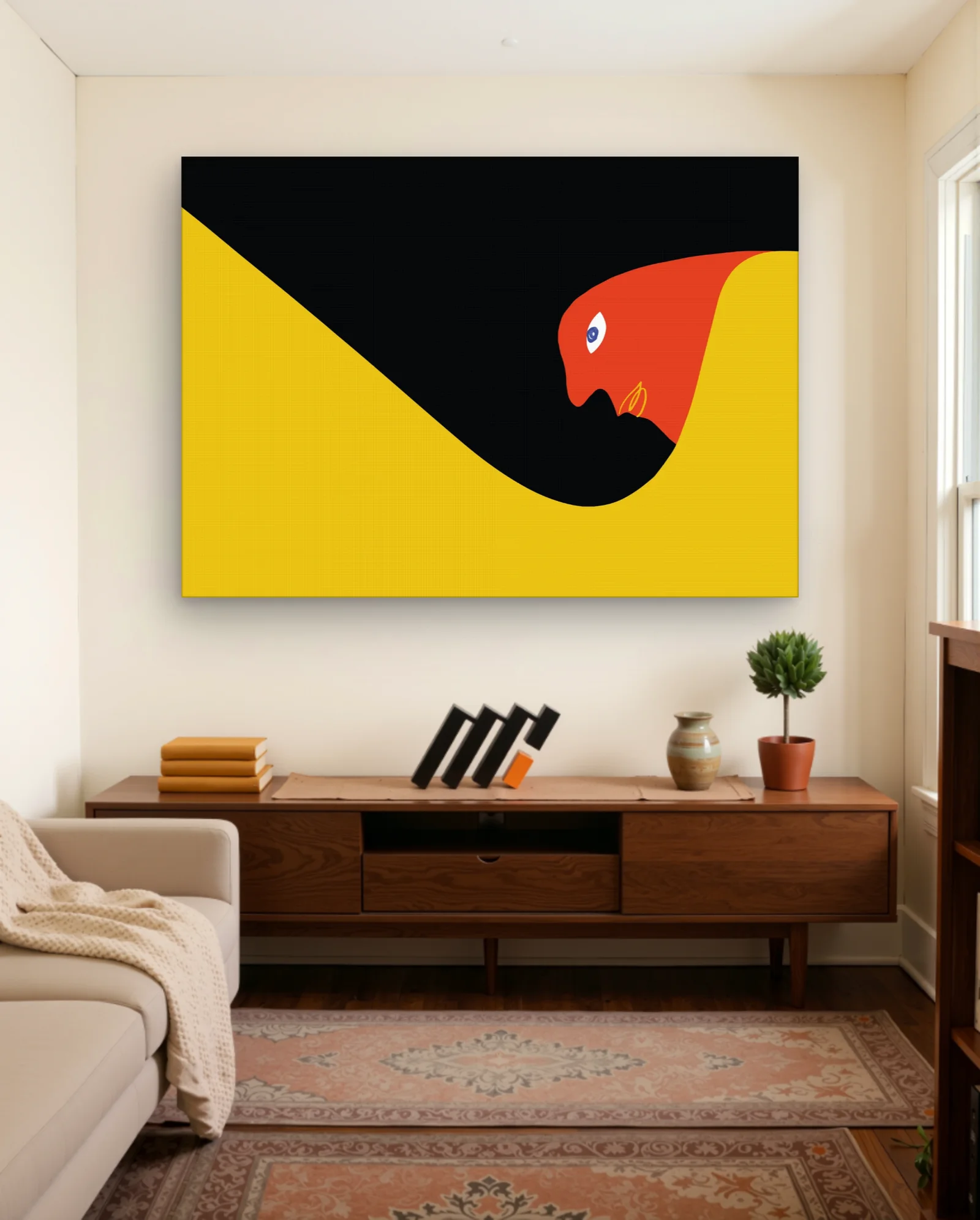 Red Profile Yellow Wave Wall Art — Modern Digital Art abstract & modern wall art poster