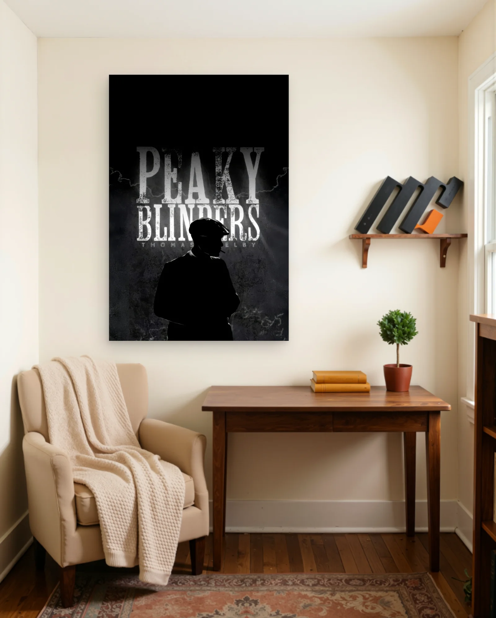 Peaky Blinders Thomas Shelby Silhouette Poster — framed wall art poster by Memocult