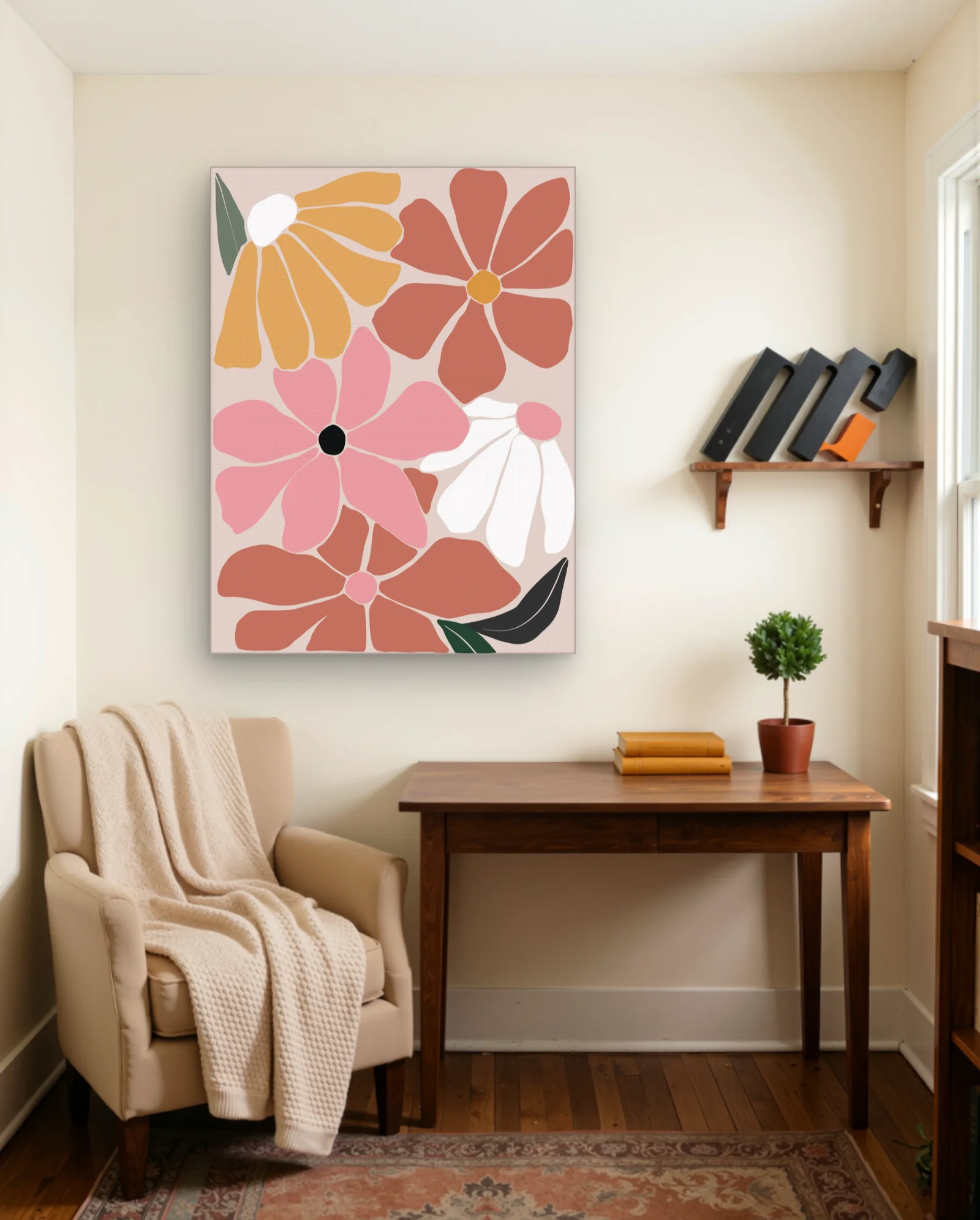 Pink Terracotta Flower Cluster Wall Art — Abstract abstract & modern wall art poster