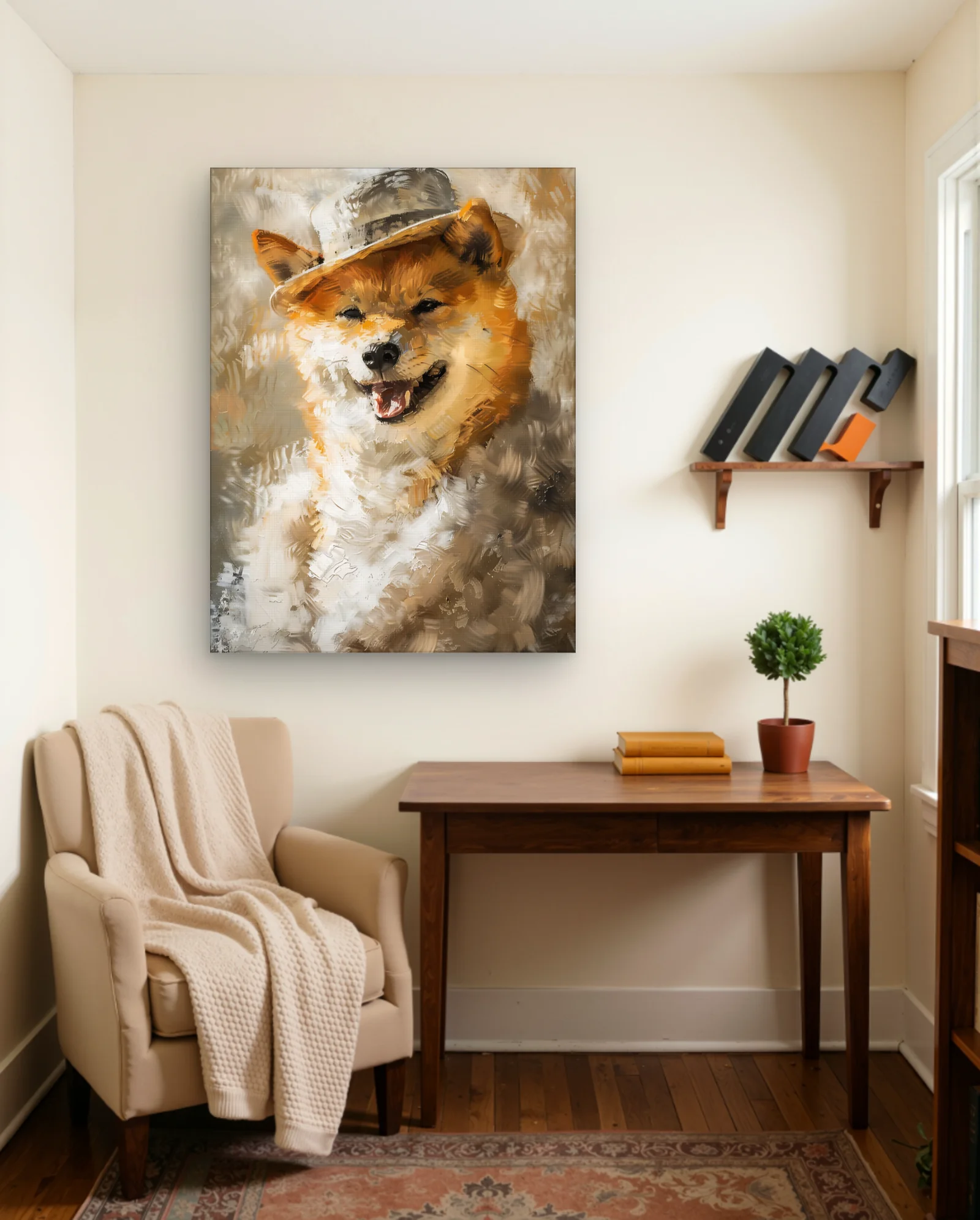 Shiba Inu With Fedora Wall Art — Modern Digital Art abstract & modern wall art poster