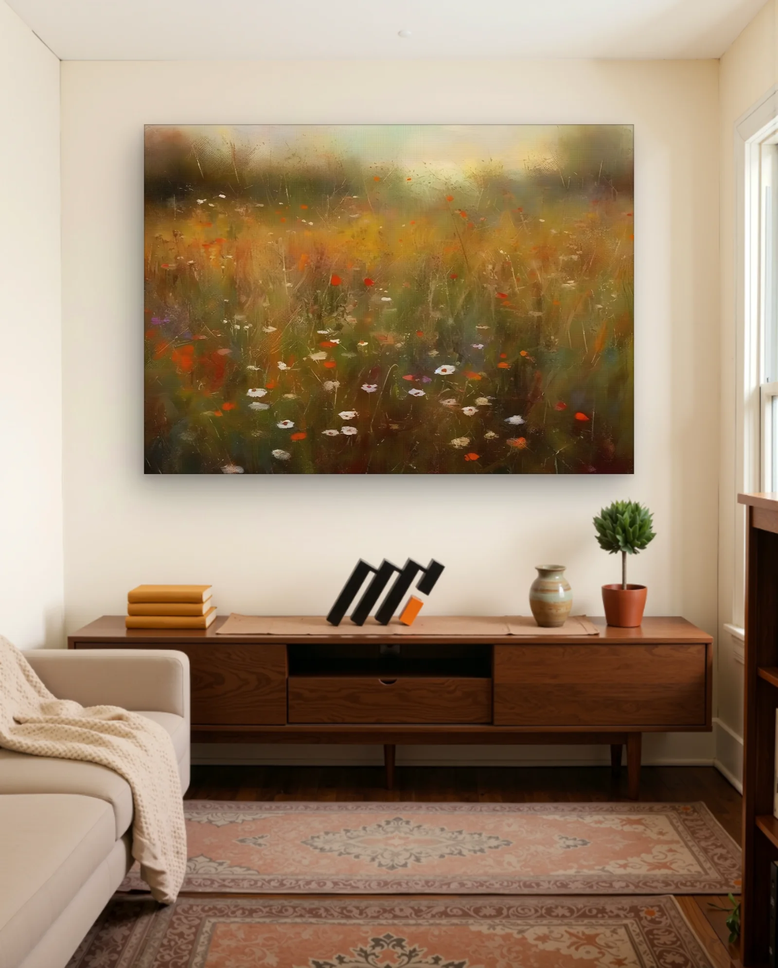 Poppies And Daisies Meadow Wall Art — Modern Digital Art abstract & modern wall art poster