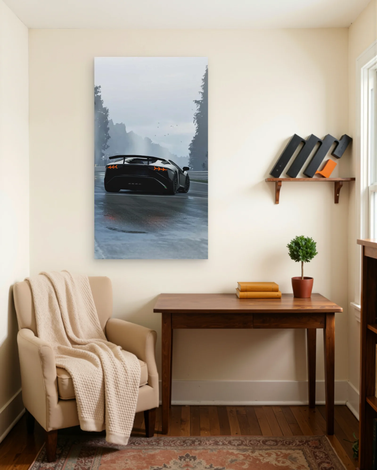 Lamborghini Aventador Wet Track Poster — framed wall art poster by Memocult