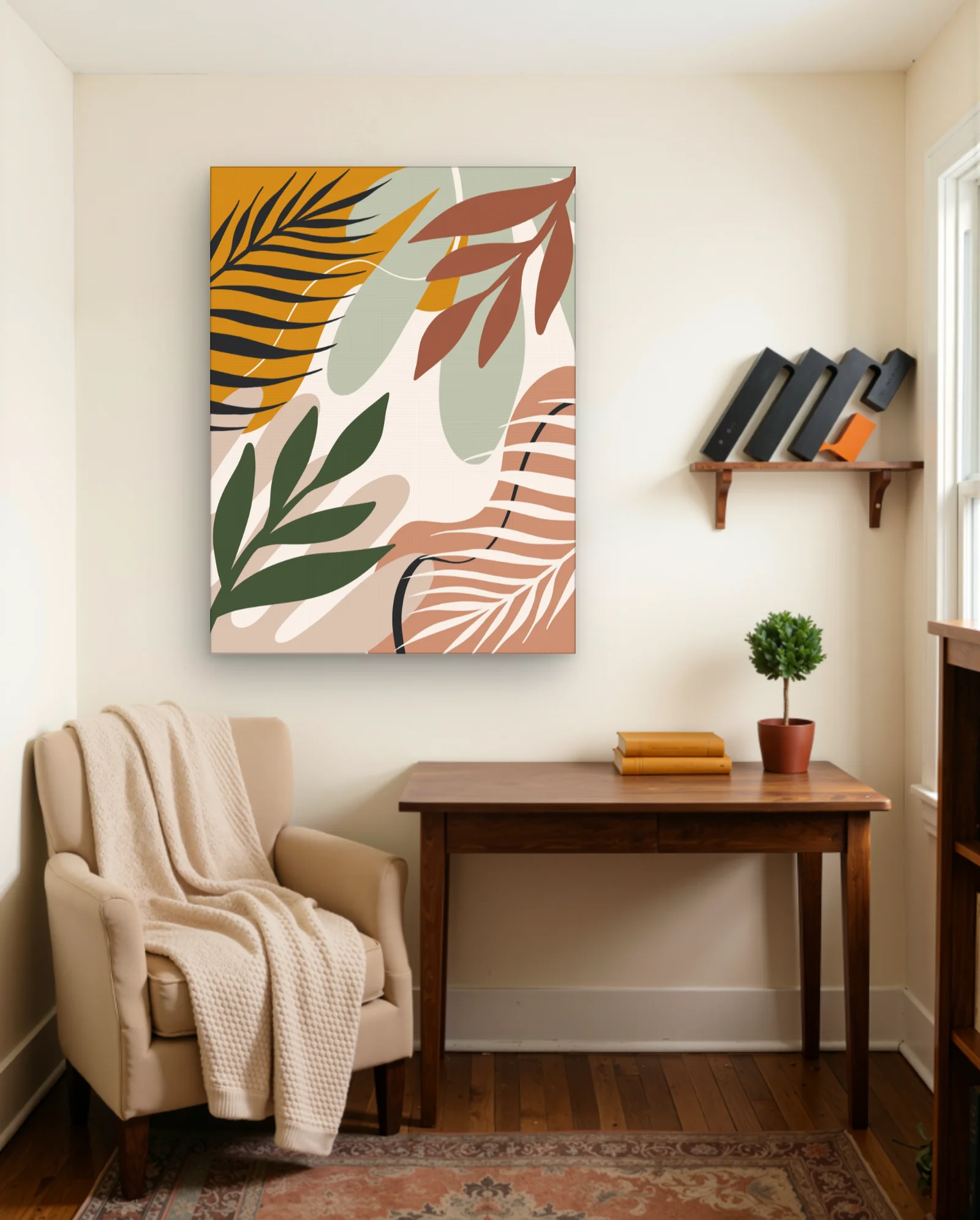 Abstract Tropical Leaves Collage Wall Art — framed wall art poster by Memocult