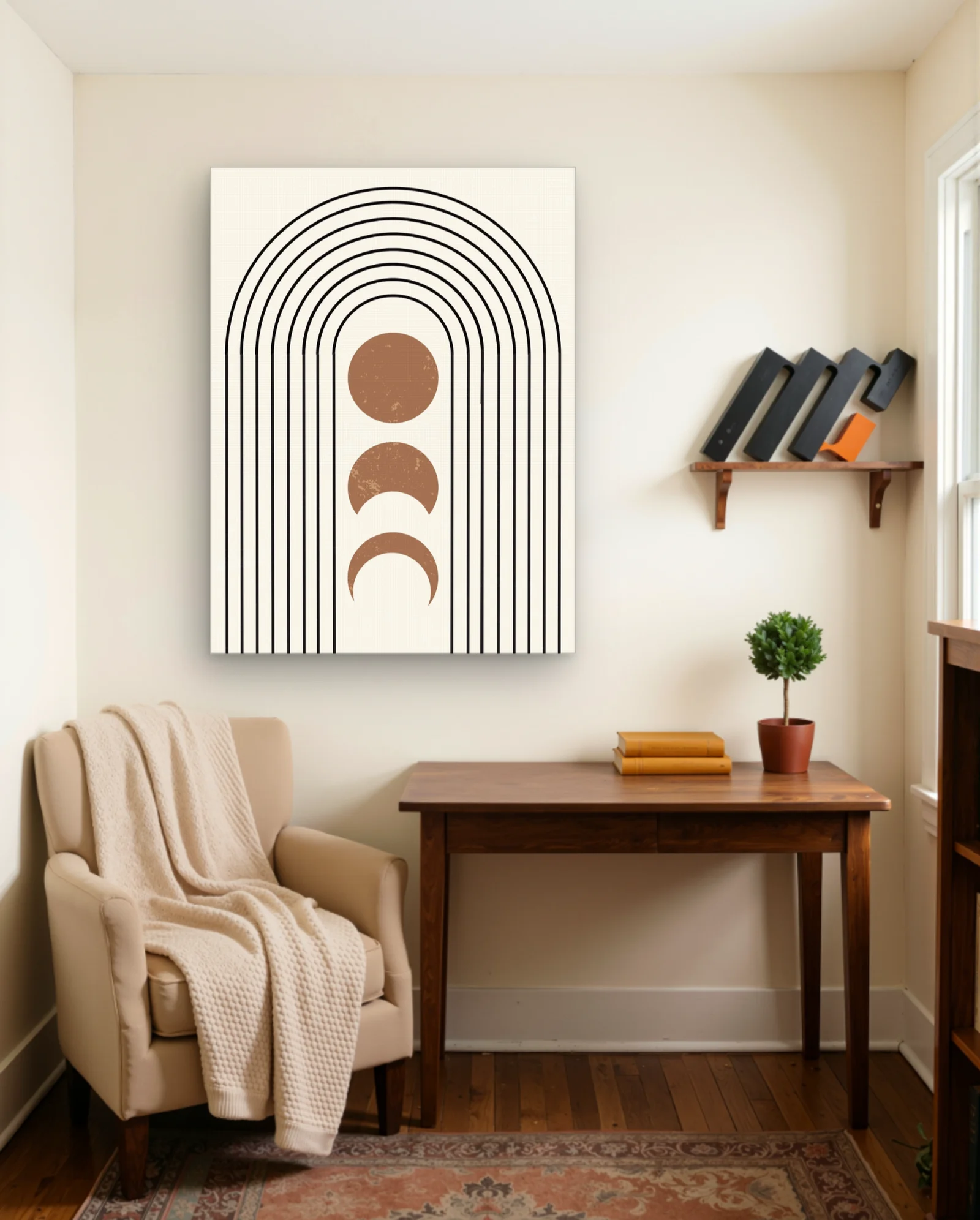 Terracotta Moon Phases Arches Wall Art — framed wall art poster by Memocult