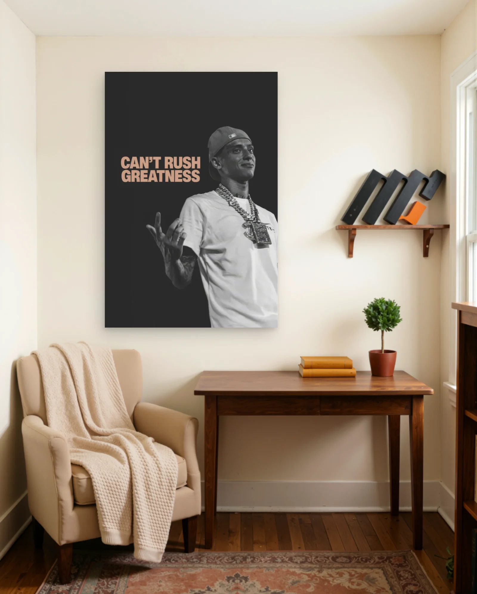 Can't Rush Greatness Poster — framed wall art poster by Memocult