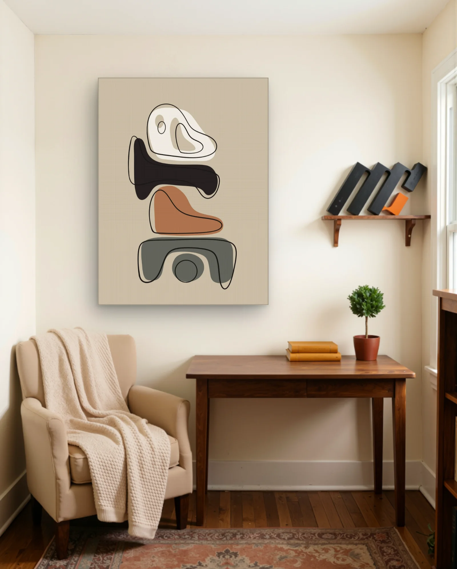 Stacked Organic Shapes Beige Terracotta Wall Art — Abstract abstract & modern wall art poster