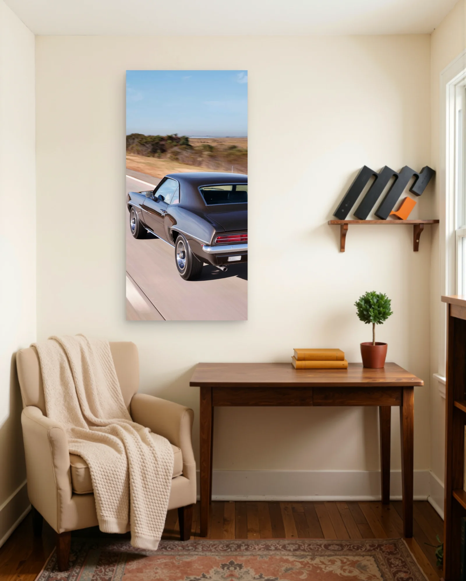 Dark Brown 1969 Chevrolet Camaro Poster — framed wall art poster by Memocult