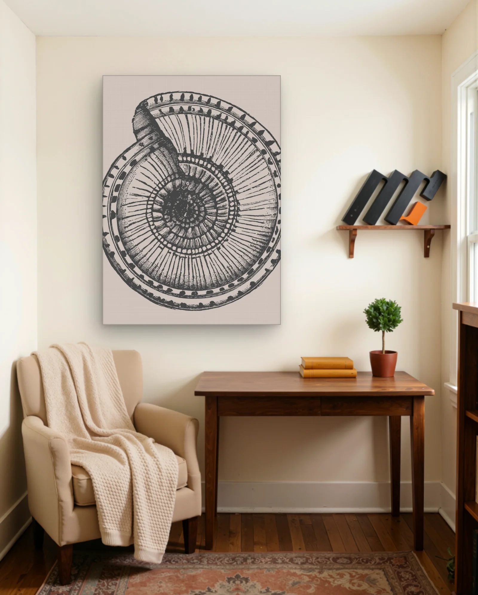 Nautilus Shell Engraving Wall Art — framed wall art poster by Memocult