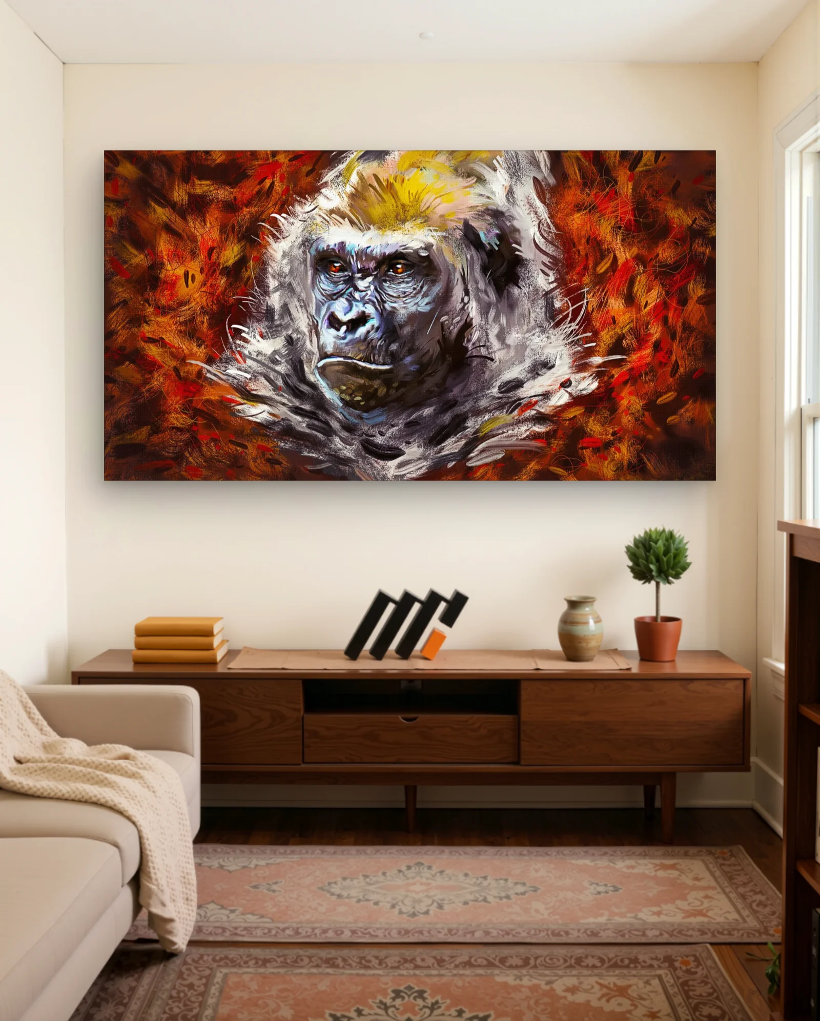 Silverback Gorilla White Mane Wall Art — framed wall art poster by Memocult