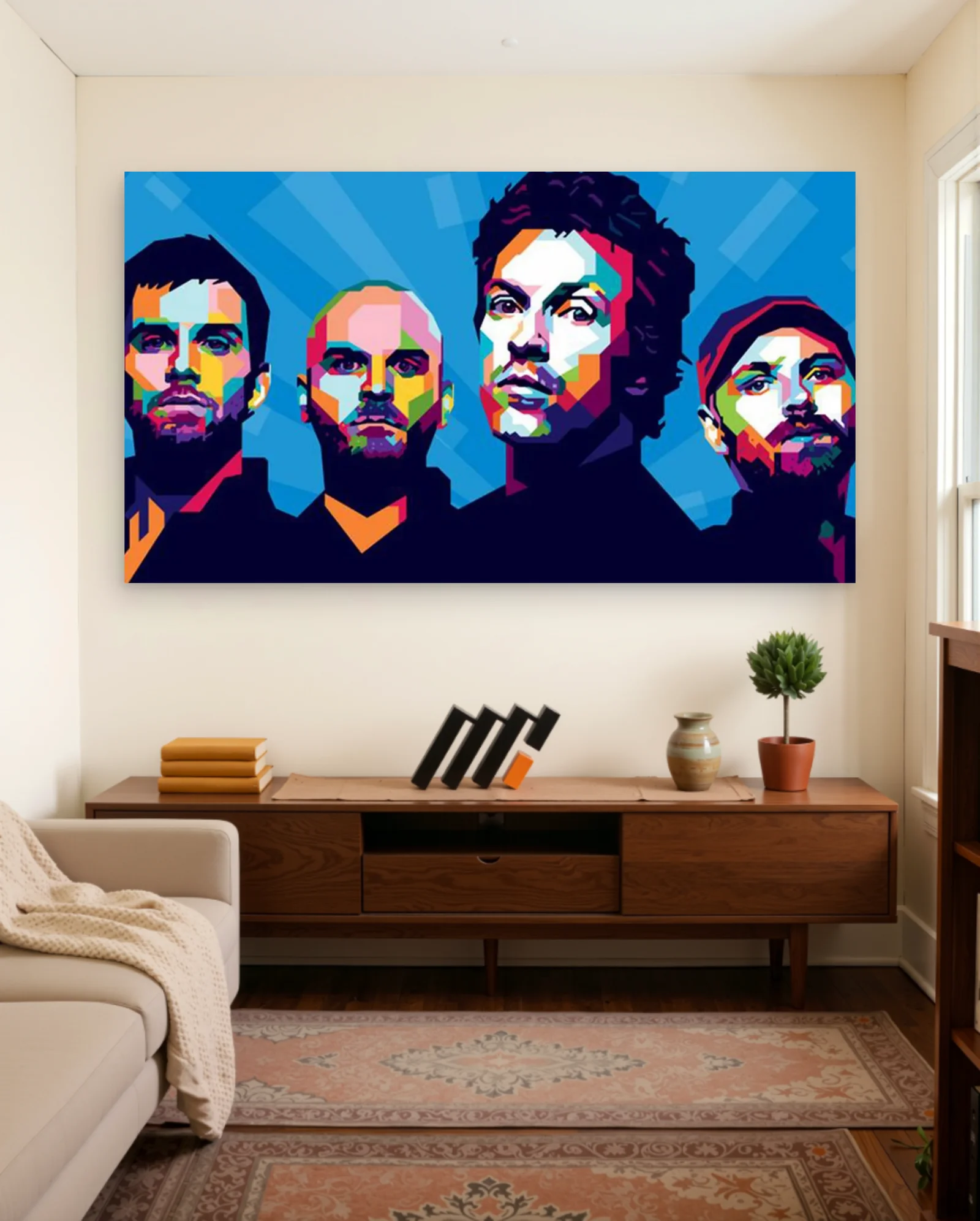 Coldplay Colorful Pop Art Poster — framed wall art poster by Memocult