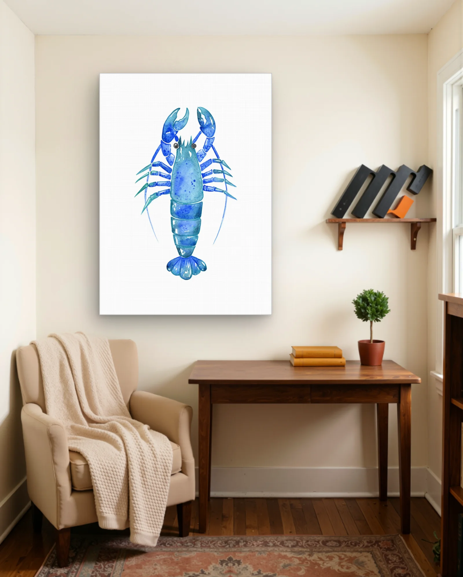 Blue Watercolor Lobster Wall Art — Abstract abstract & modern wall art poster