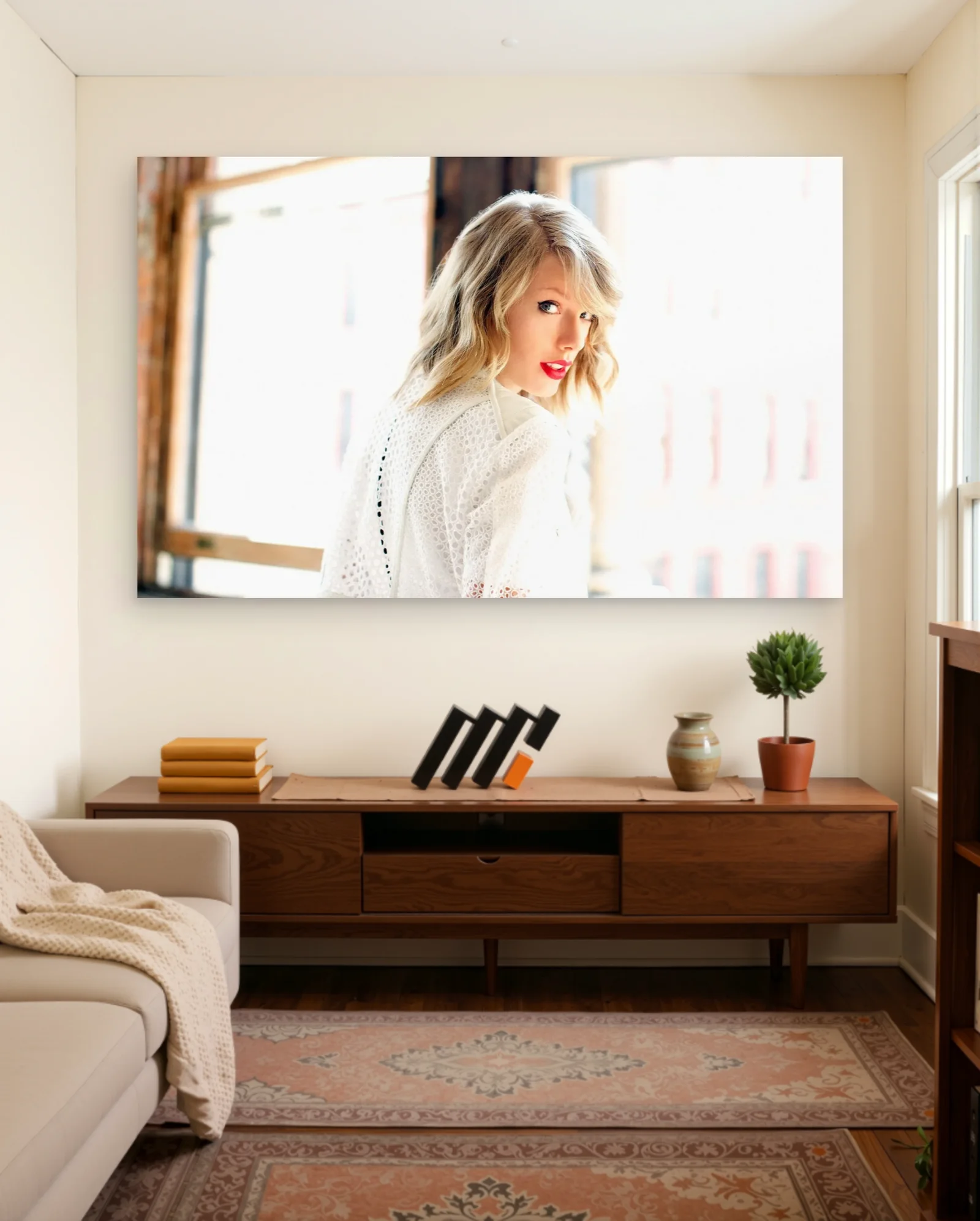 Taylor Swift White Lace Top Poster — framed wall art poster by Memocult