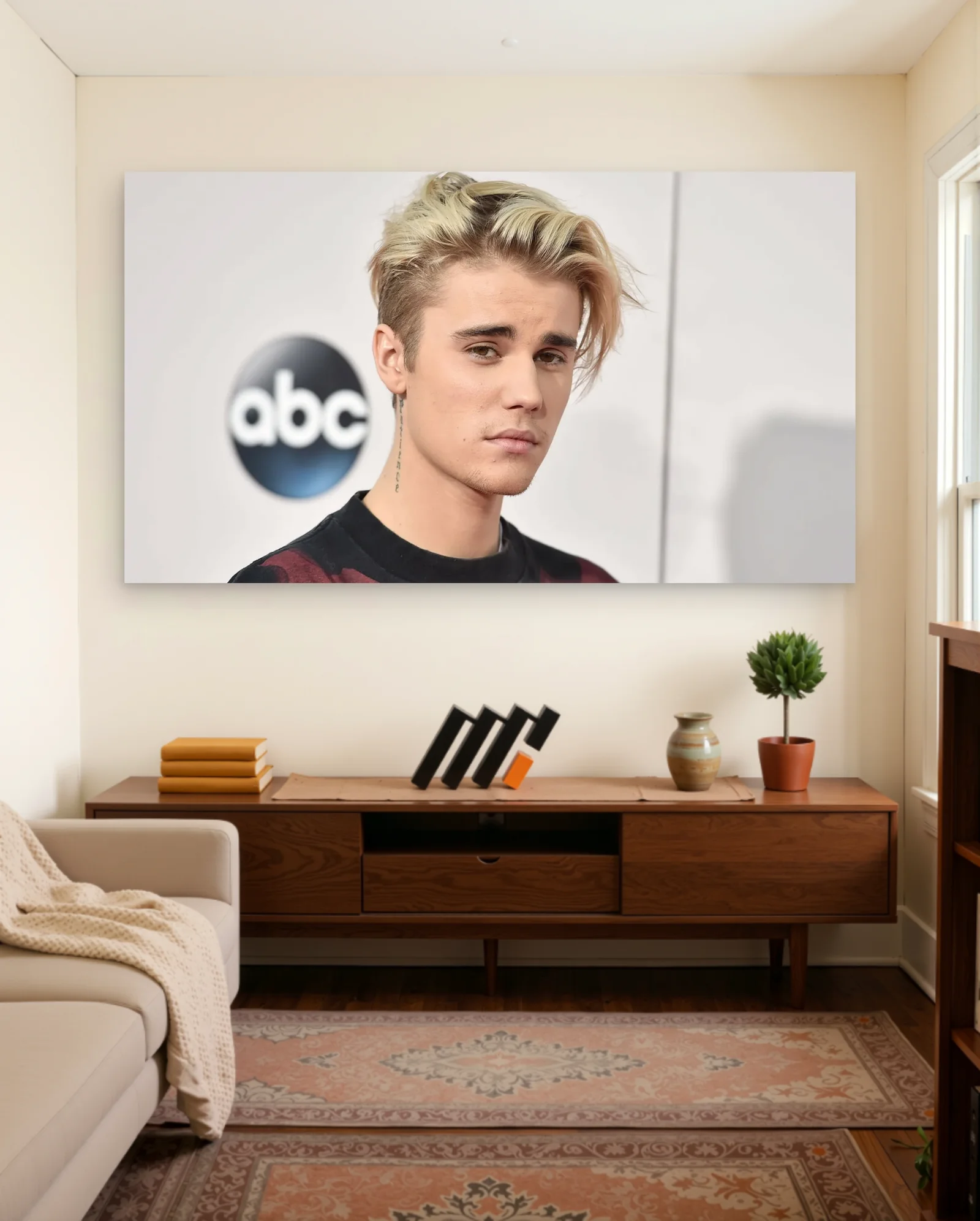 Justin Bieber ABC Backdrop Poster — framed wall art poster by Memocult