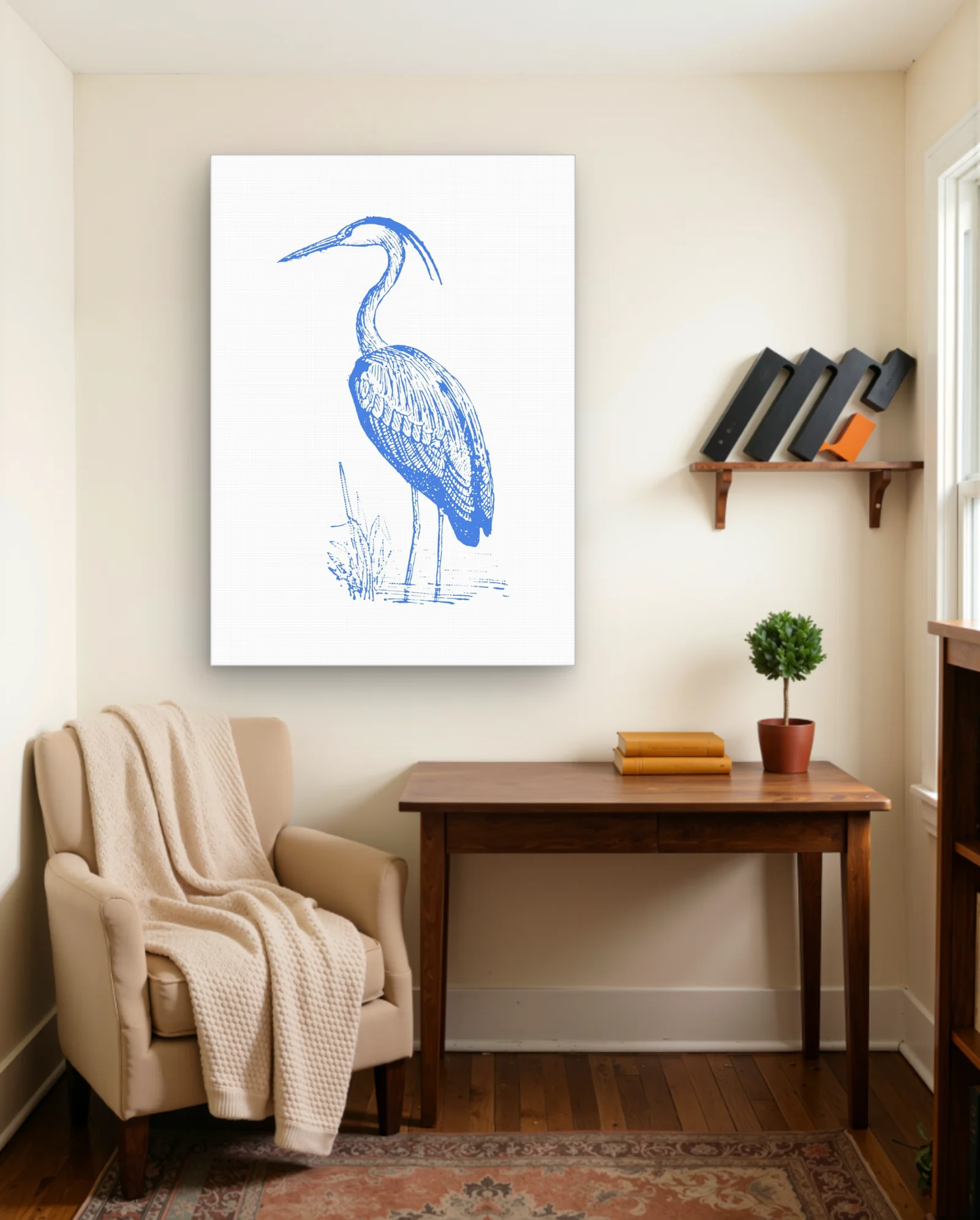 Great Blue Heron Wall Art — framed wall art poster by Memocult
