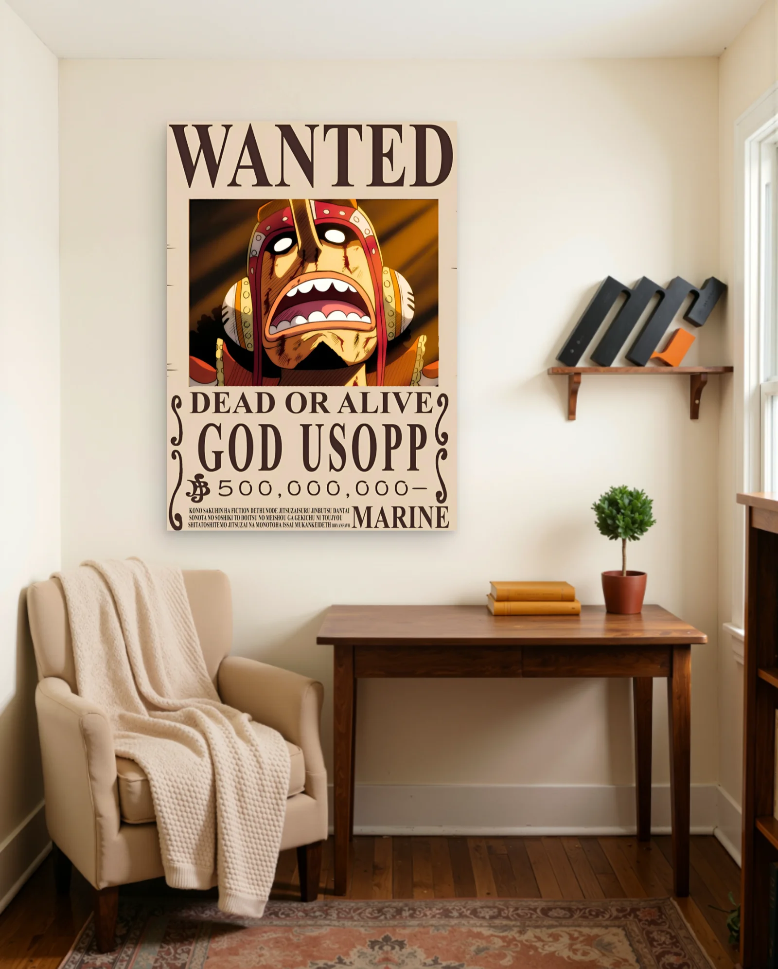 God Usopp 500 Million Bounty Poster — framed wall art poster by Memocult