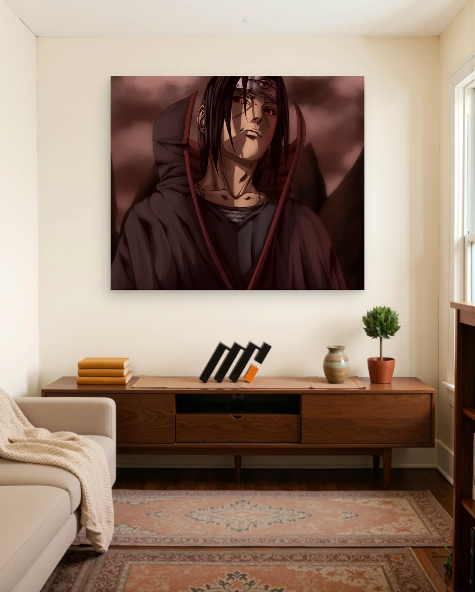 Itachi Uchiha Sharingan Gaze Poster — framed wall art poster by Memocult
