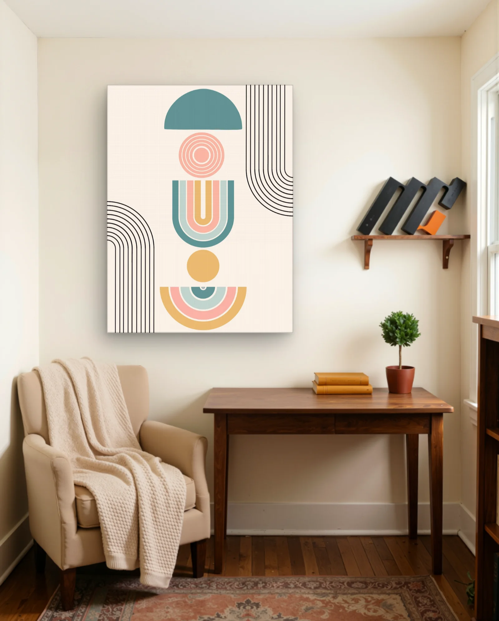 Stacked Geometric Rainbow Arches Wall Art — framed wall art poster by Memocult