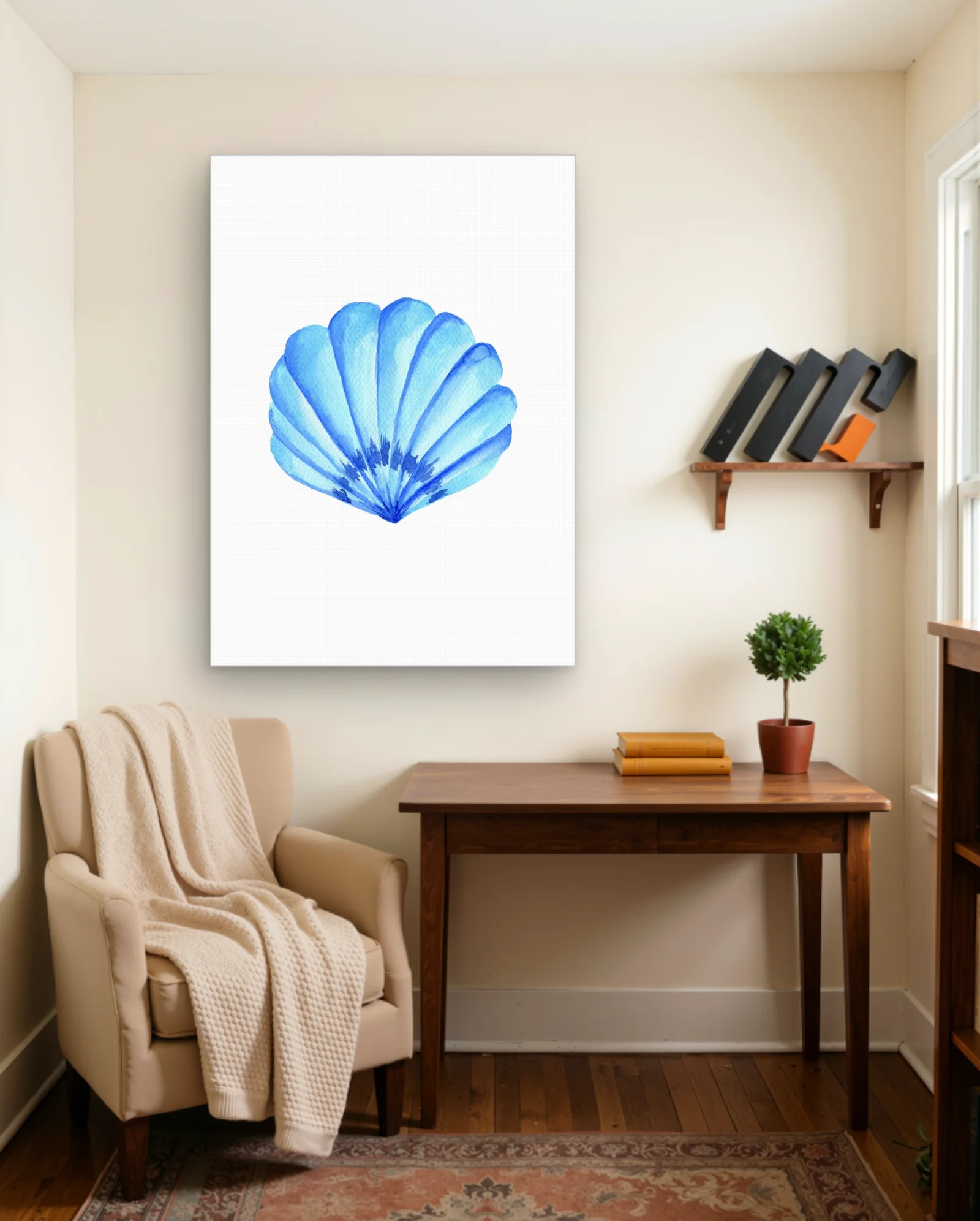 Blue Watercolor Seashell Wall Art — Abstract abstract & modern wall art poster