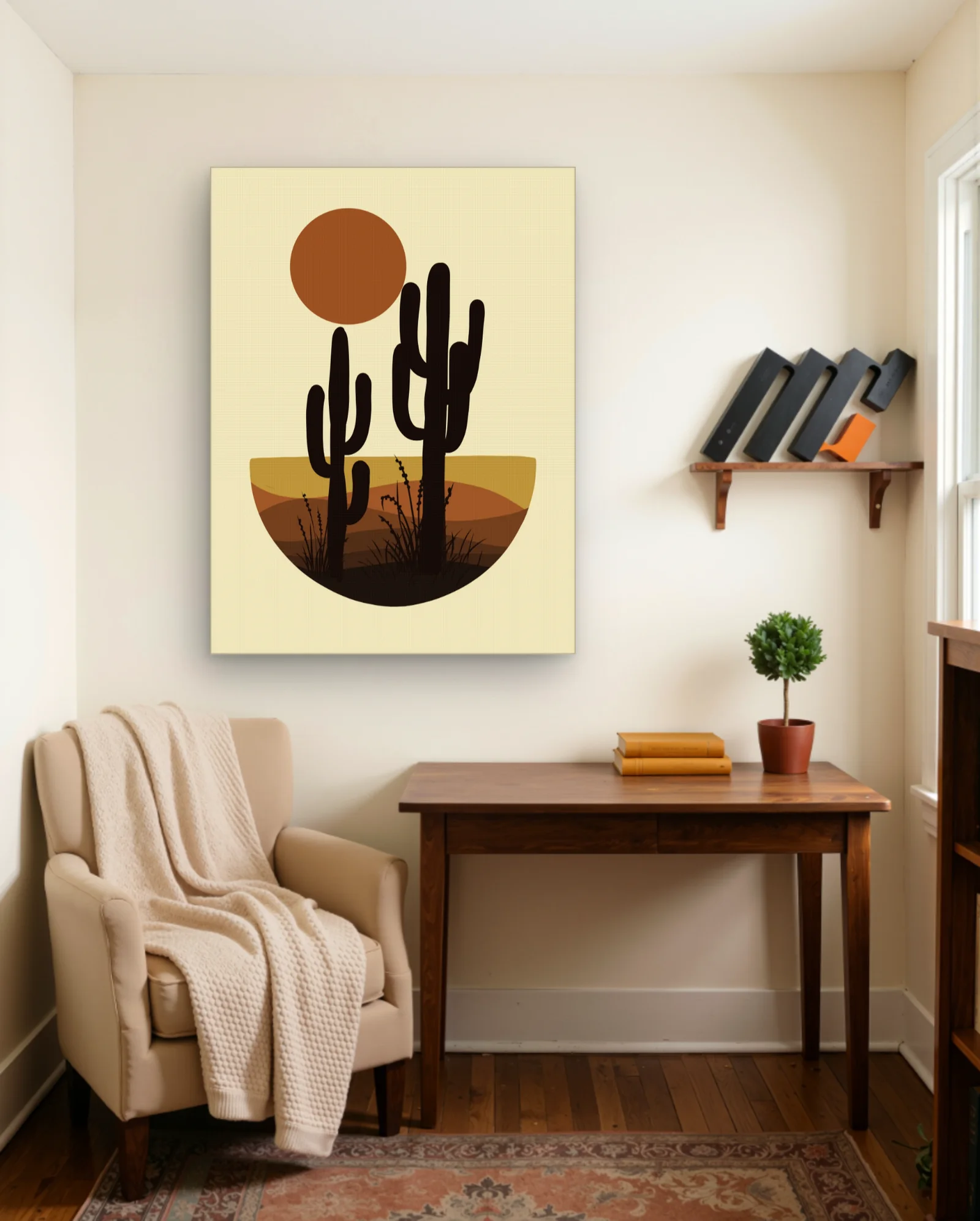 Saguaro Cactus Desert Sunset Wall Art — framed wall art poster by Memocult