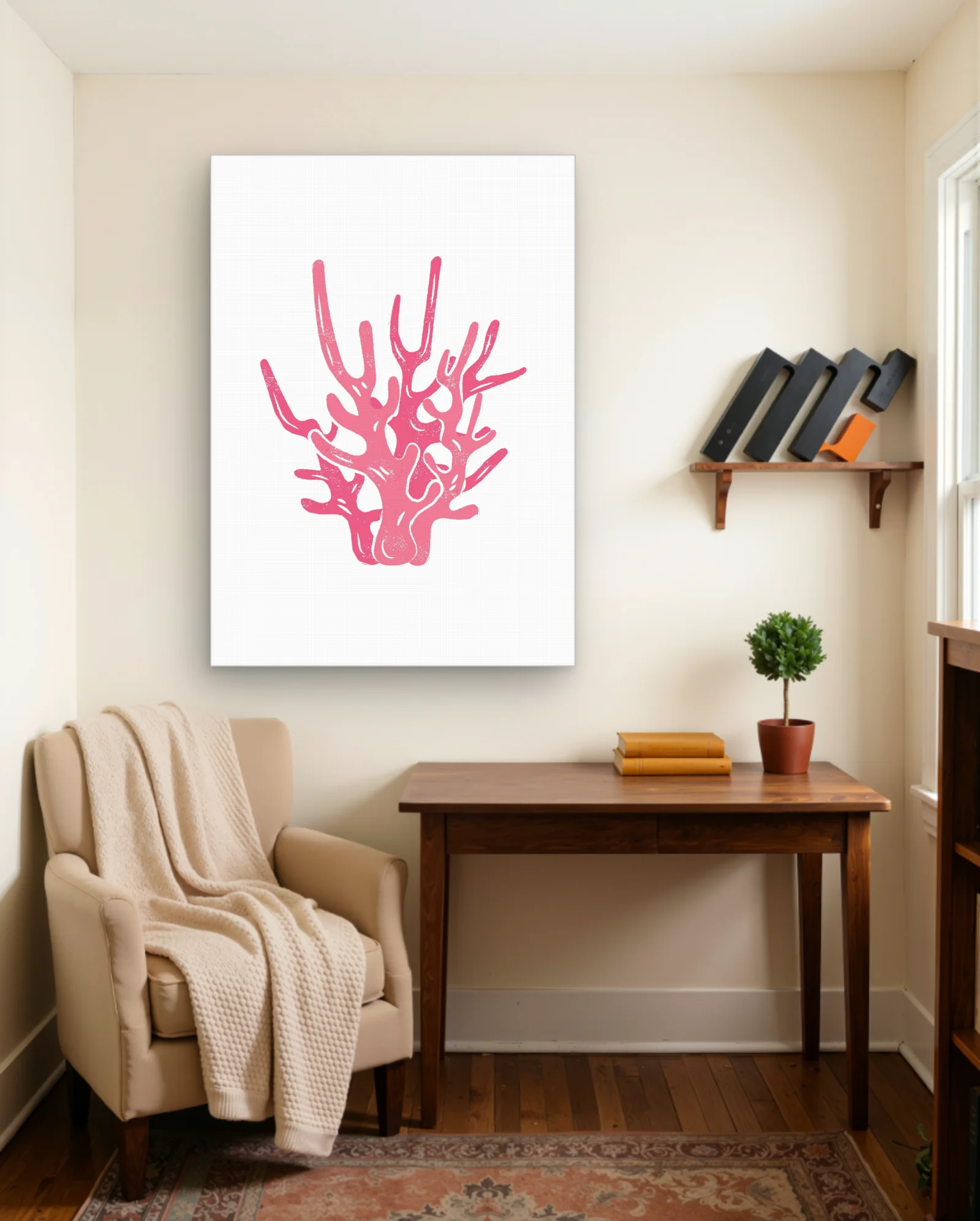 Pink Coral Branch Wall Art — Modern Digital Art abstract & modern wall art poster