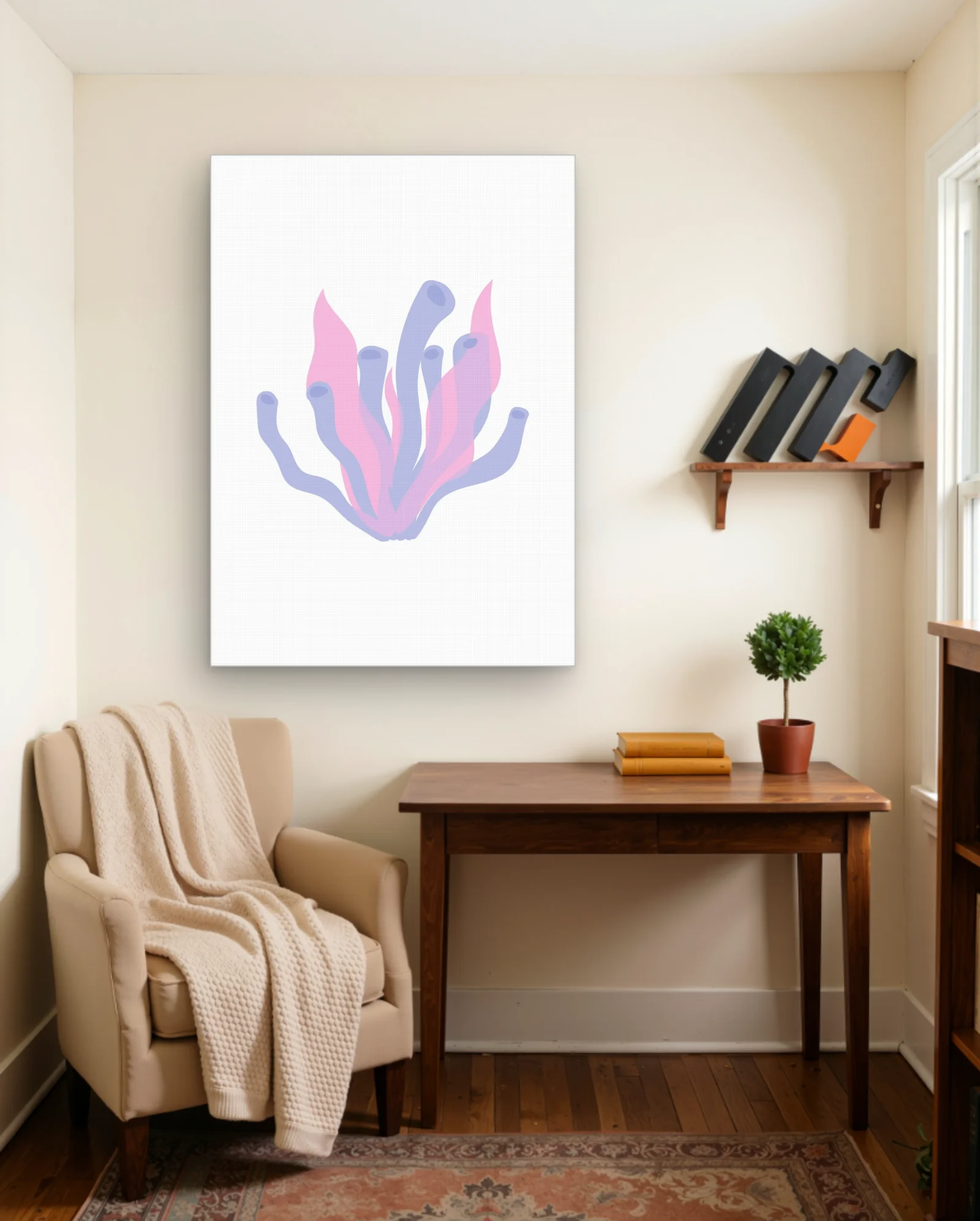 Pastel Coral Tubes Wall Art — Modern Digital Art abstract & modern wall art poster