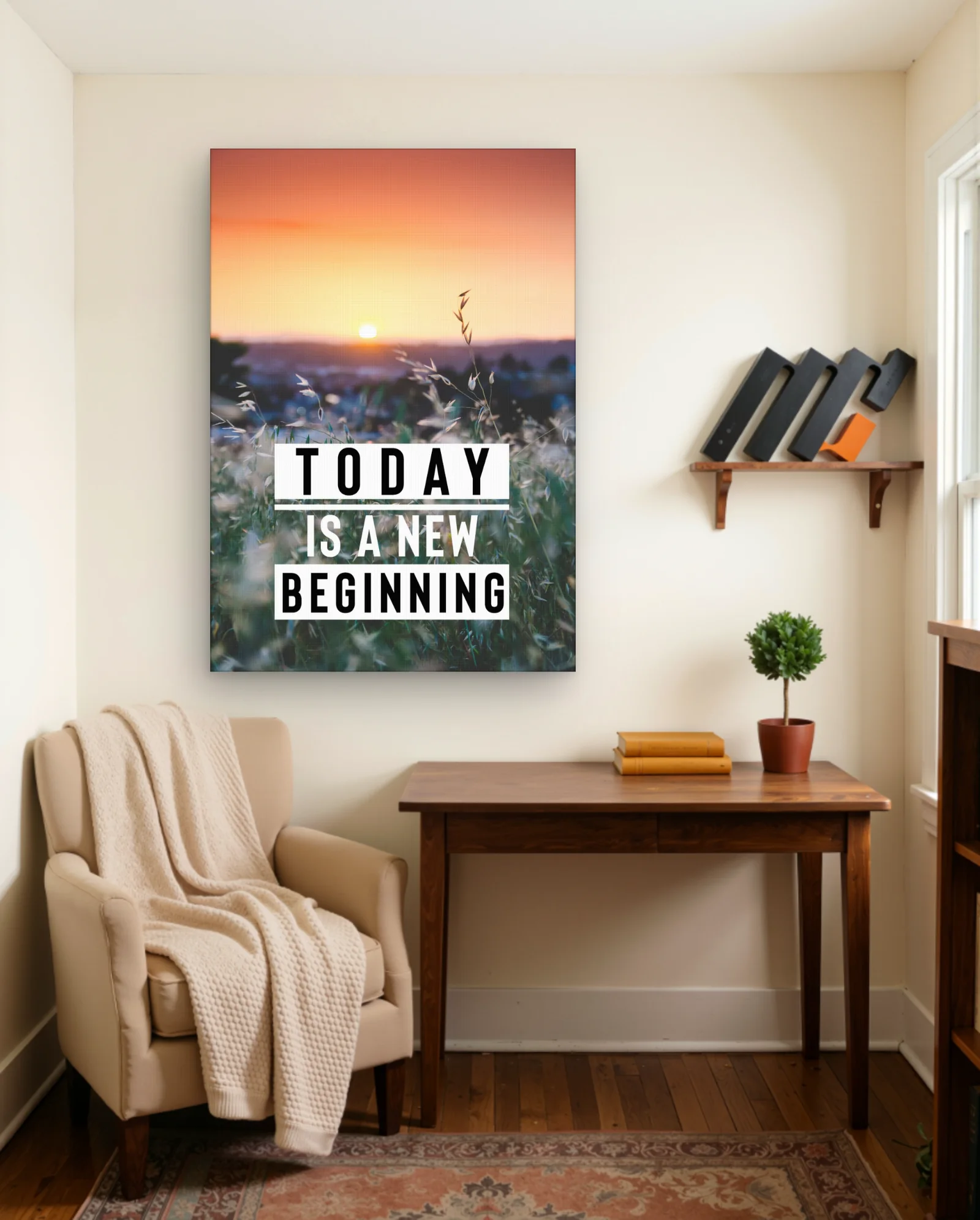Today Is A New Beginning Wall Art — framed wall art poster by Memocult