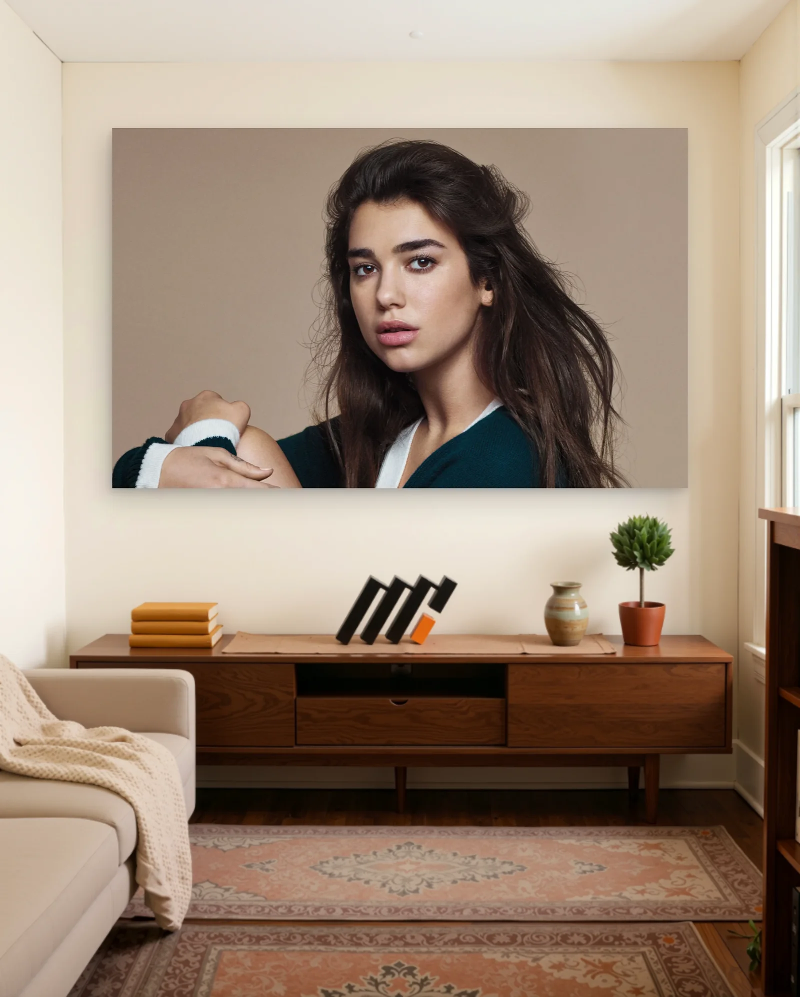 Dua Lipa Natural Look Poster — framed wall art poster by Memocult