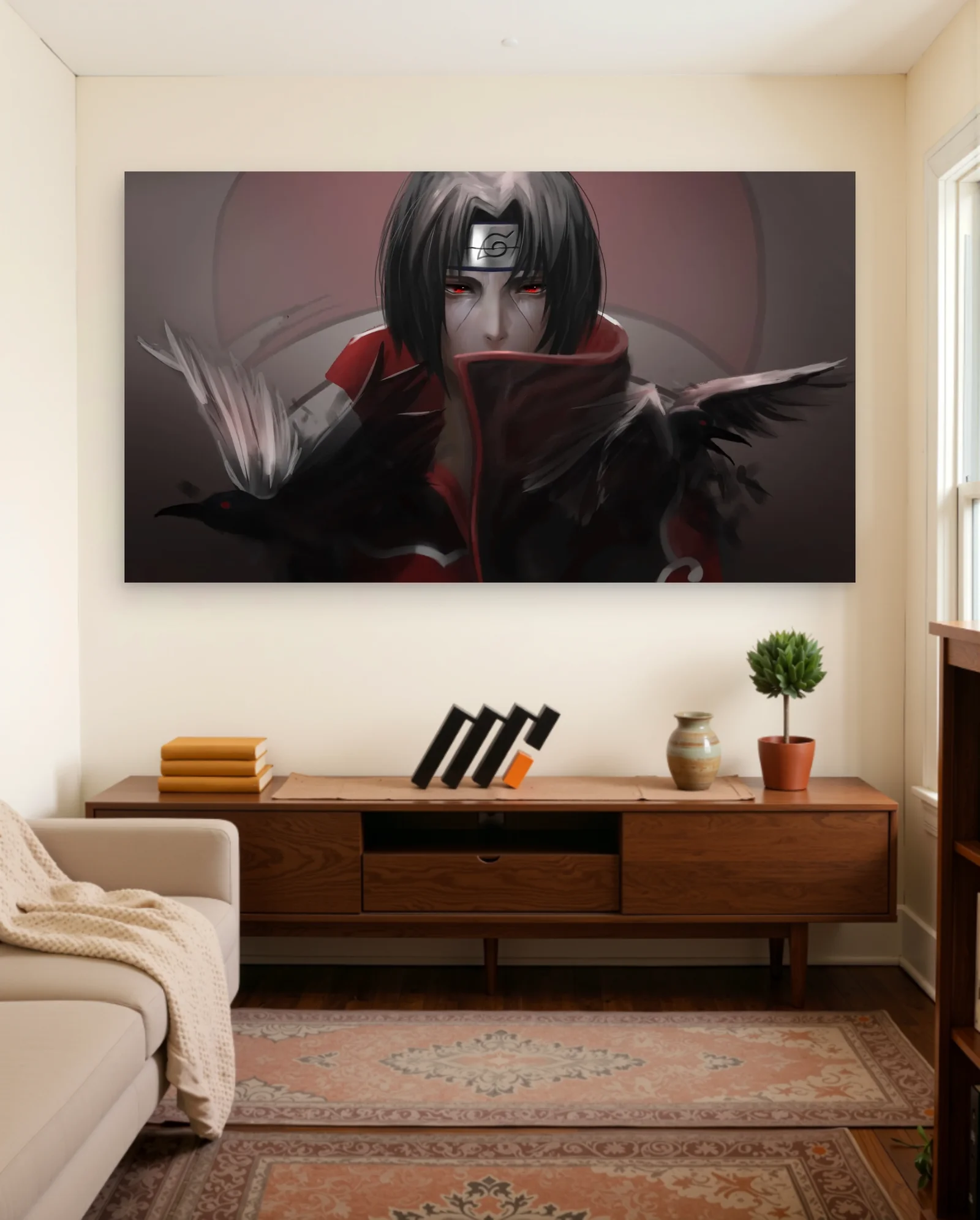 Itachi Uchiha With Crows Poster — framed wall art poster by Memocult