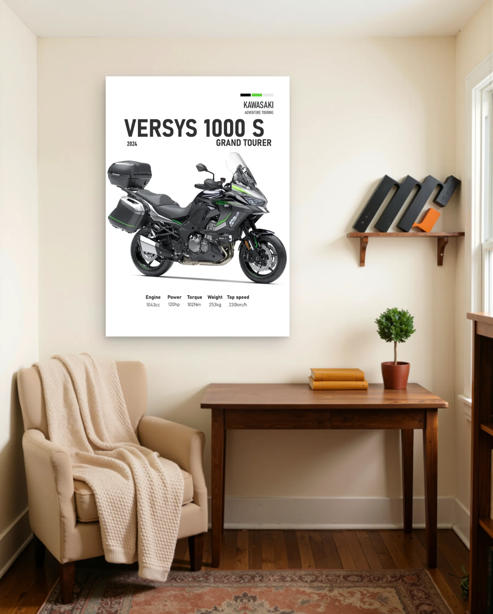 Kawasaki Versys 1000 S Grand Tourer Poster — framed wall art poster by Memocult
