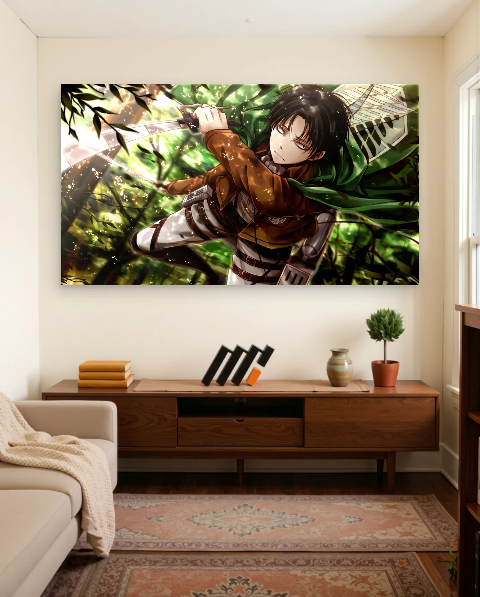 Levi Ackerman Forest Attack Poster — framed wall art poster by Memocult